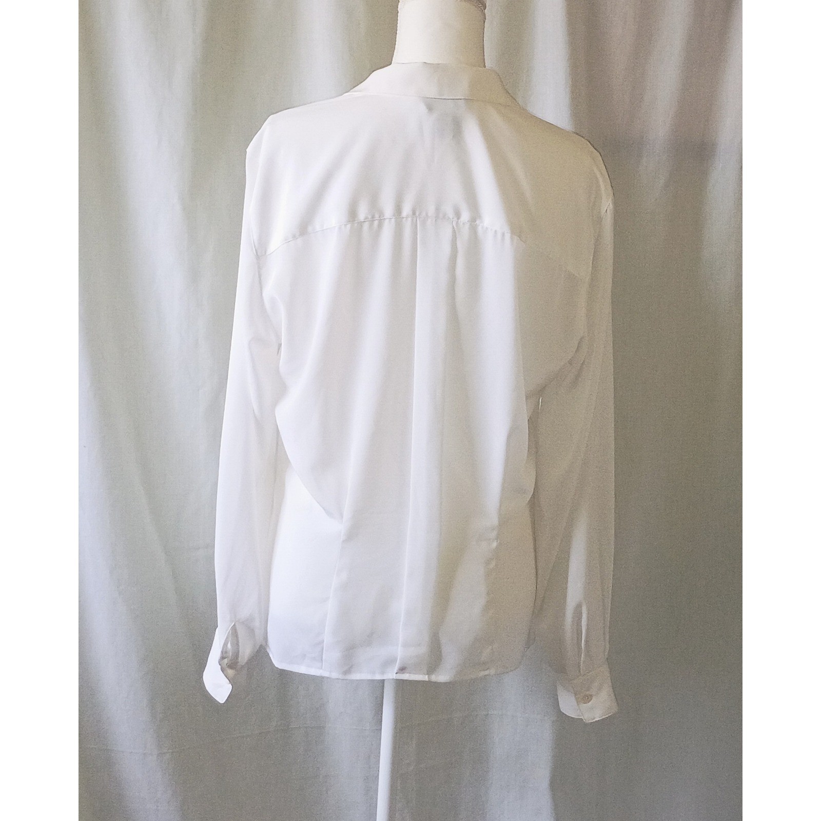 VTG Christian Dior White Button Down Blouse 10 Coquette OfficeSire Corporatecore