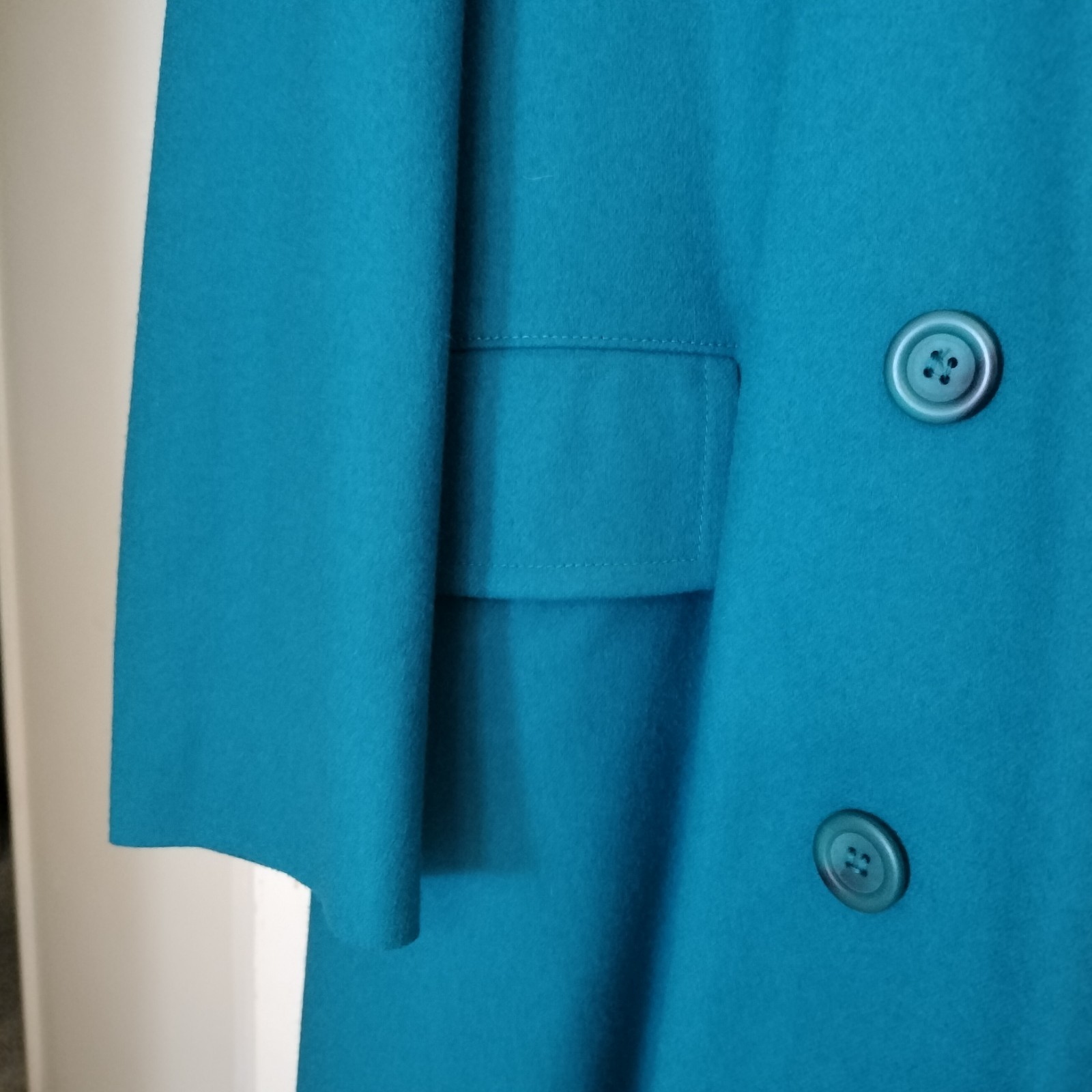 Vintage 1970s Pendleton Virgin Wool Lined Teal Trench Coat Women’s 16