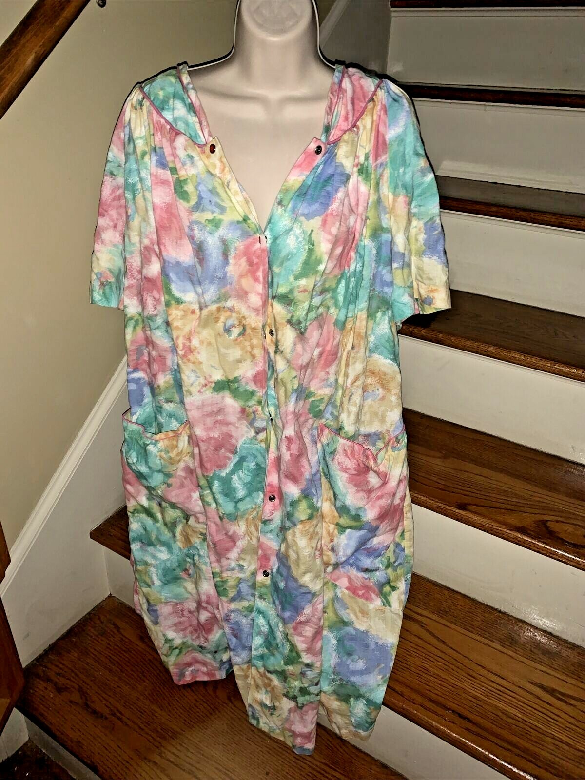 Vintage HerbCraft Herb Craft II House Coat Moo Moo MuuMuu Robe Women 1X ❤️tb12m1