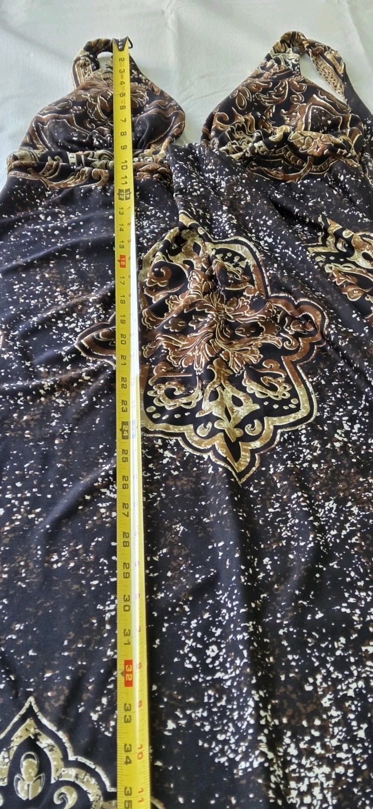Hypnotik Y2K Multi Browns Empire Waist Halter Dress Paisley Boho Hippy Sz M