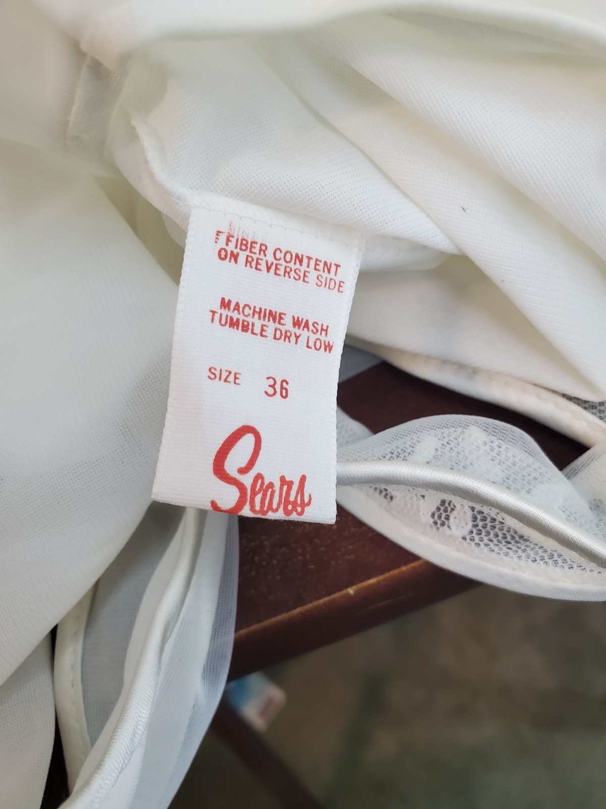 Vtg Sears Just For Women Long Nylon Tricot Night Gown White Size 34 Mesh Trim