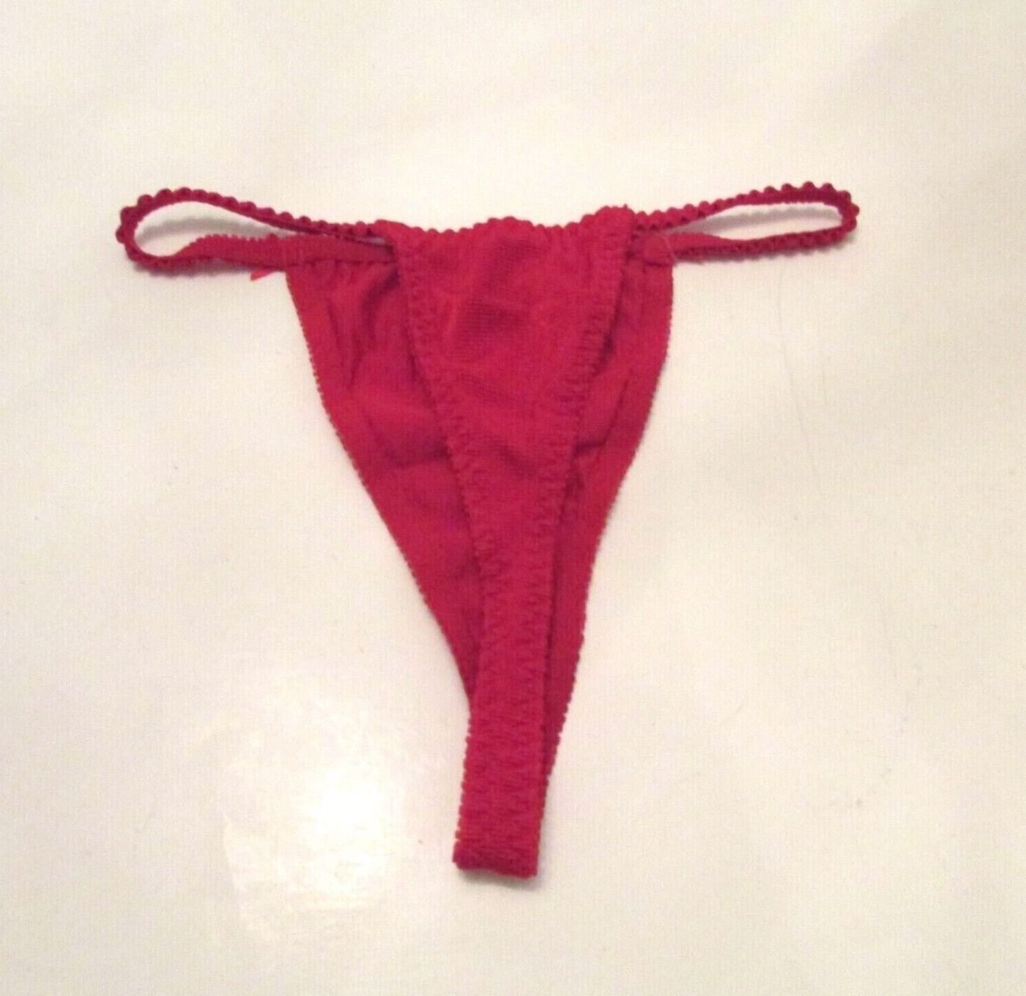 Van Dale Red Ribbed Stretch Nylon Spandex Hipster String Bikini Panties fits S-L