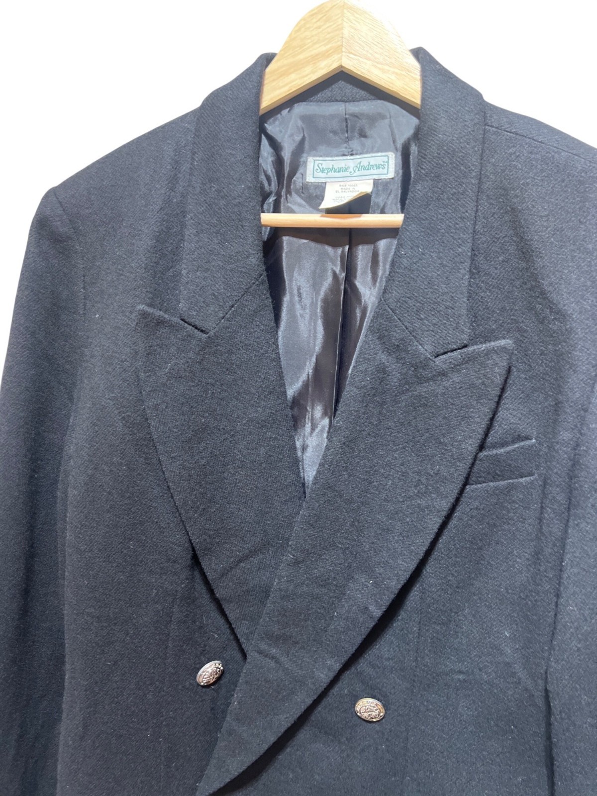 Stephanie Andrews Vintage 80’s Black Double-Breasted Blazer With Gold Crest Butt