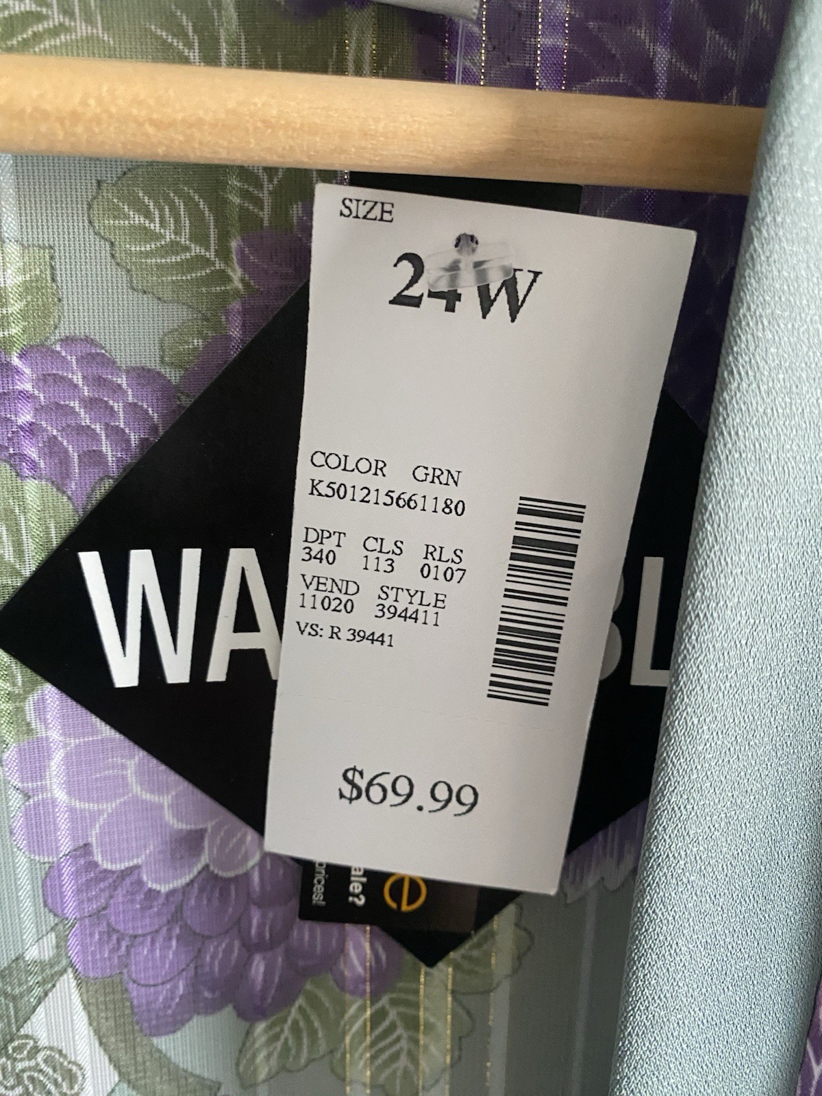 Vtg Anna Maxwell Womens Robe 24W Sage Purple Floral Semi-shear Duster Kimono