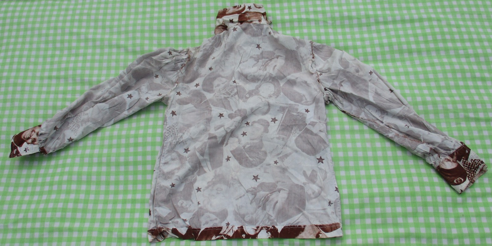 Vintage 70s Novelty Hollywood Movie Star All Over Photo Print Homemade Shirt S/M