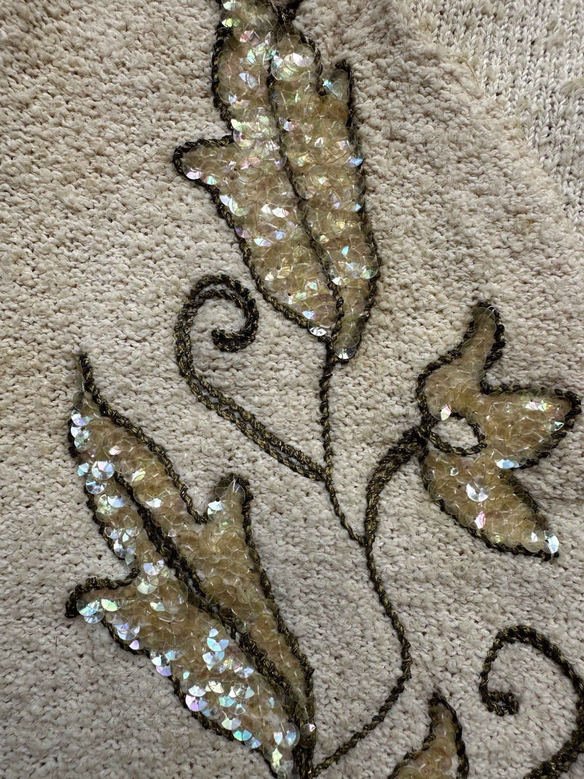 1930s Boucle Sequin Cardigan Sweater Talon Bell Zip Puff Sleeve Art Deco