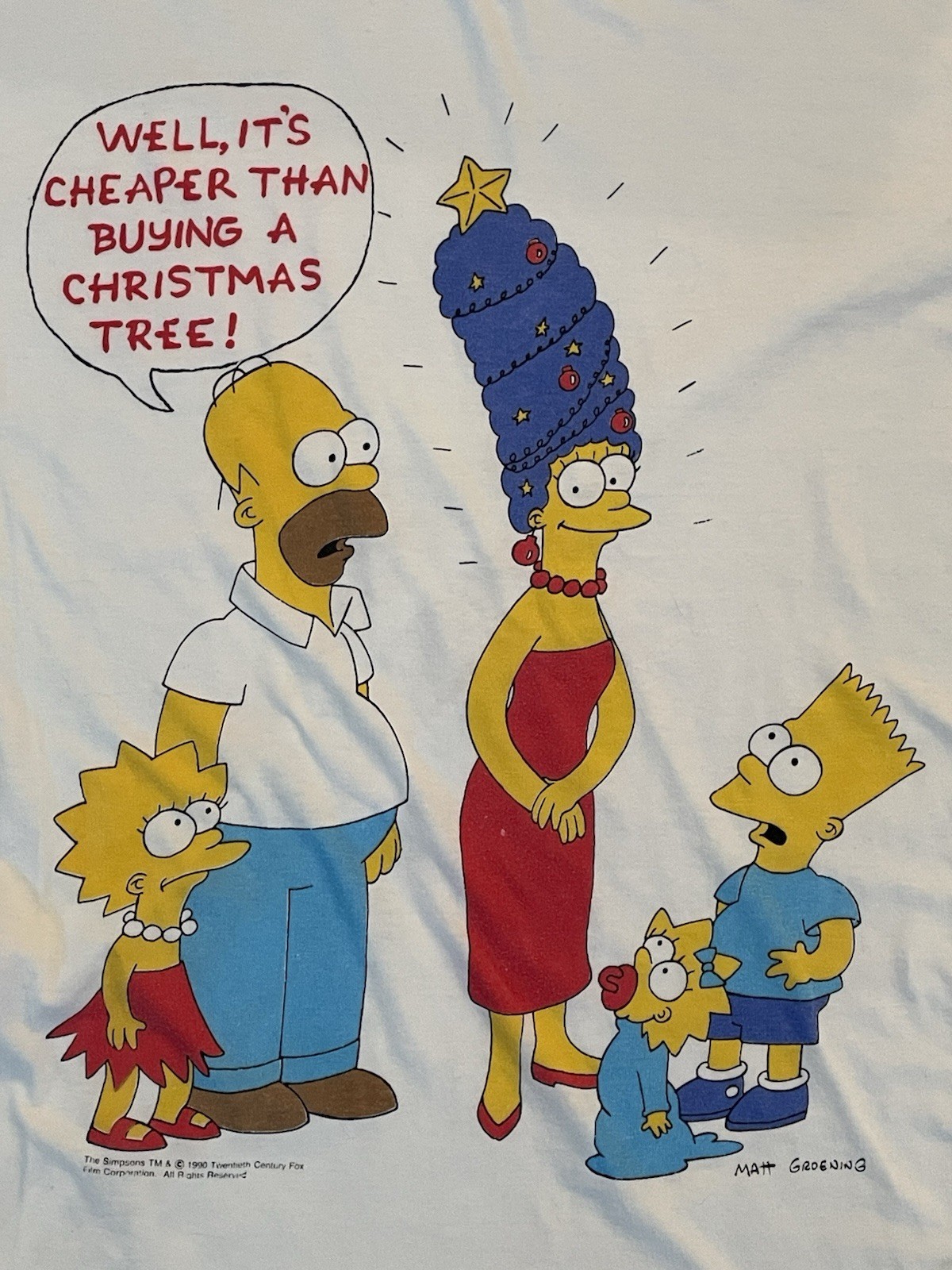 Vintage 1990 SINGLE STITCH The Simpsons Flirts Christmas Graphic T Shirt RARE