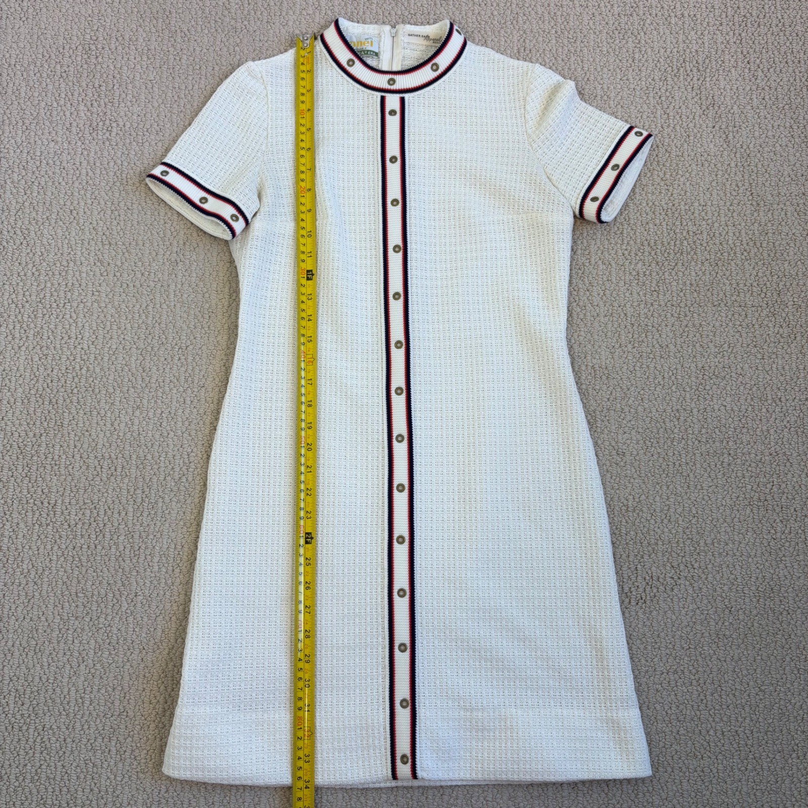 Vintage 60s Tannel Knits Trevira Era Mod Shift Dress | White, Small ILGWU TWA