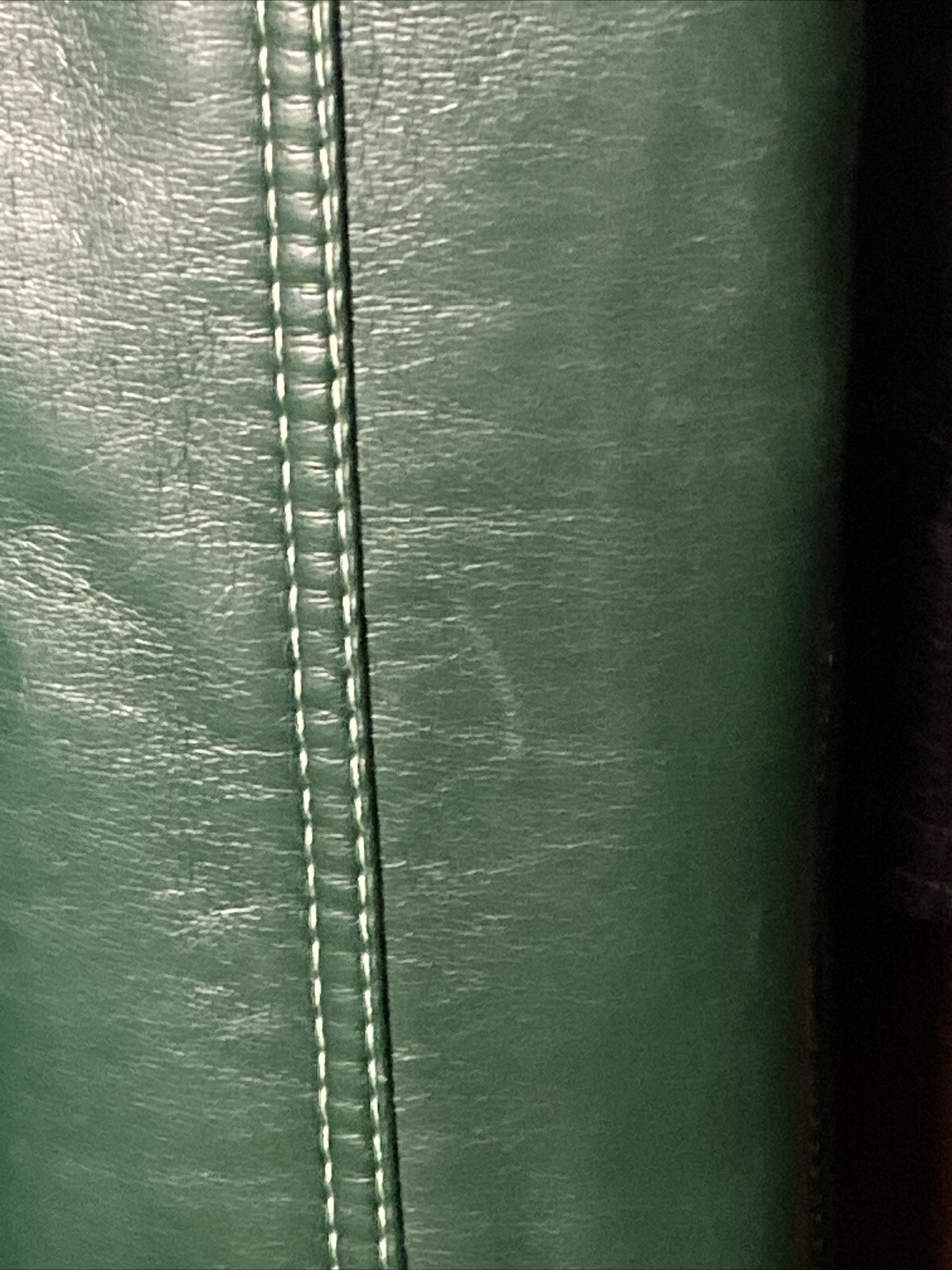 Mod Maid Vintage Pleather Green Long Belted Jacket Coat RARE Womens Size 8