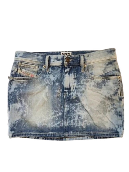Diesel Vintage Y2K Mini Denim Skirt Tie Dye Blue