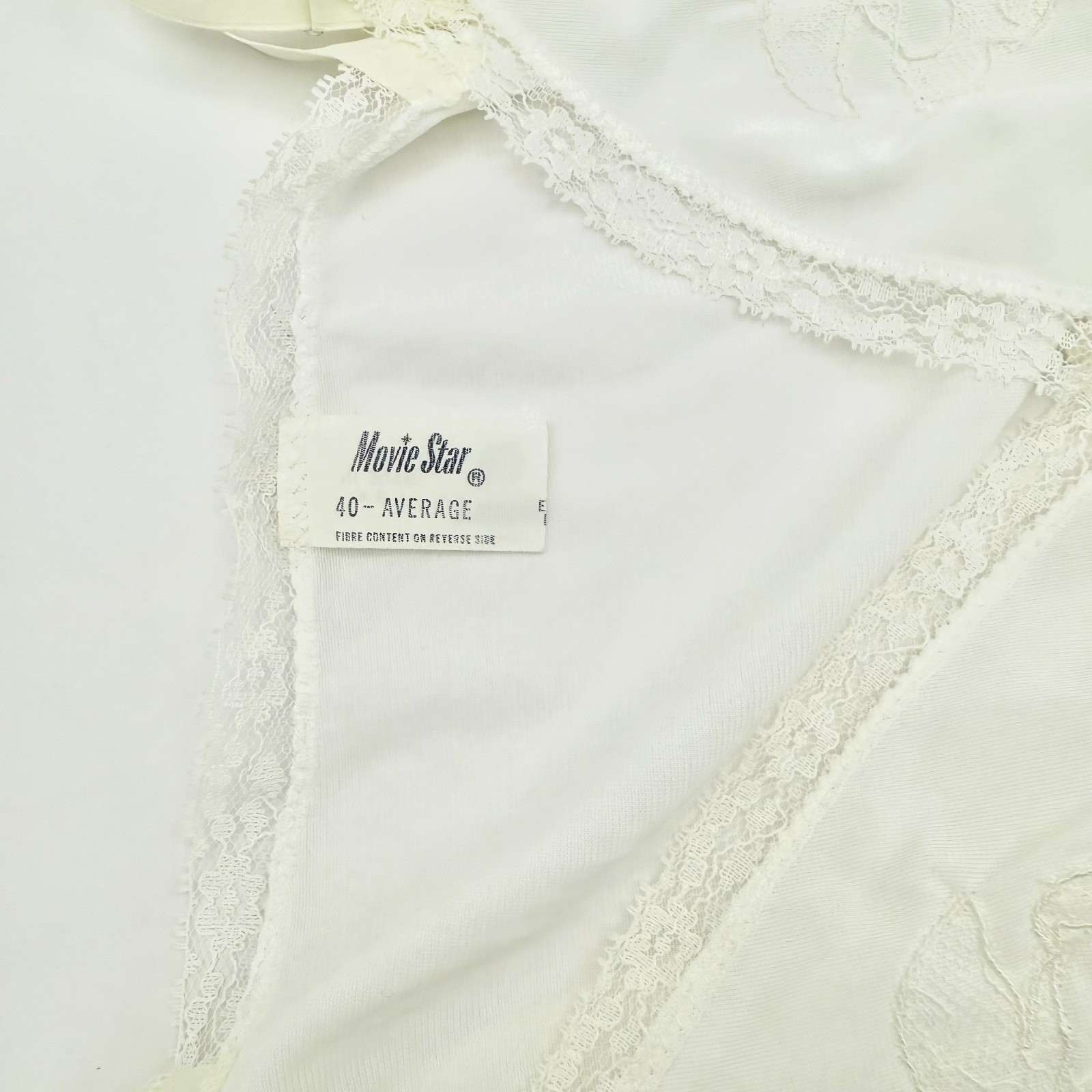 1960s Movie Star Full Slip White Nylon Tricot Lace Trim Sz Large USA