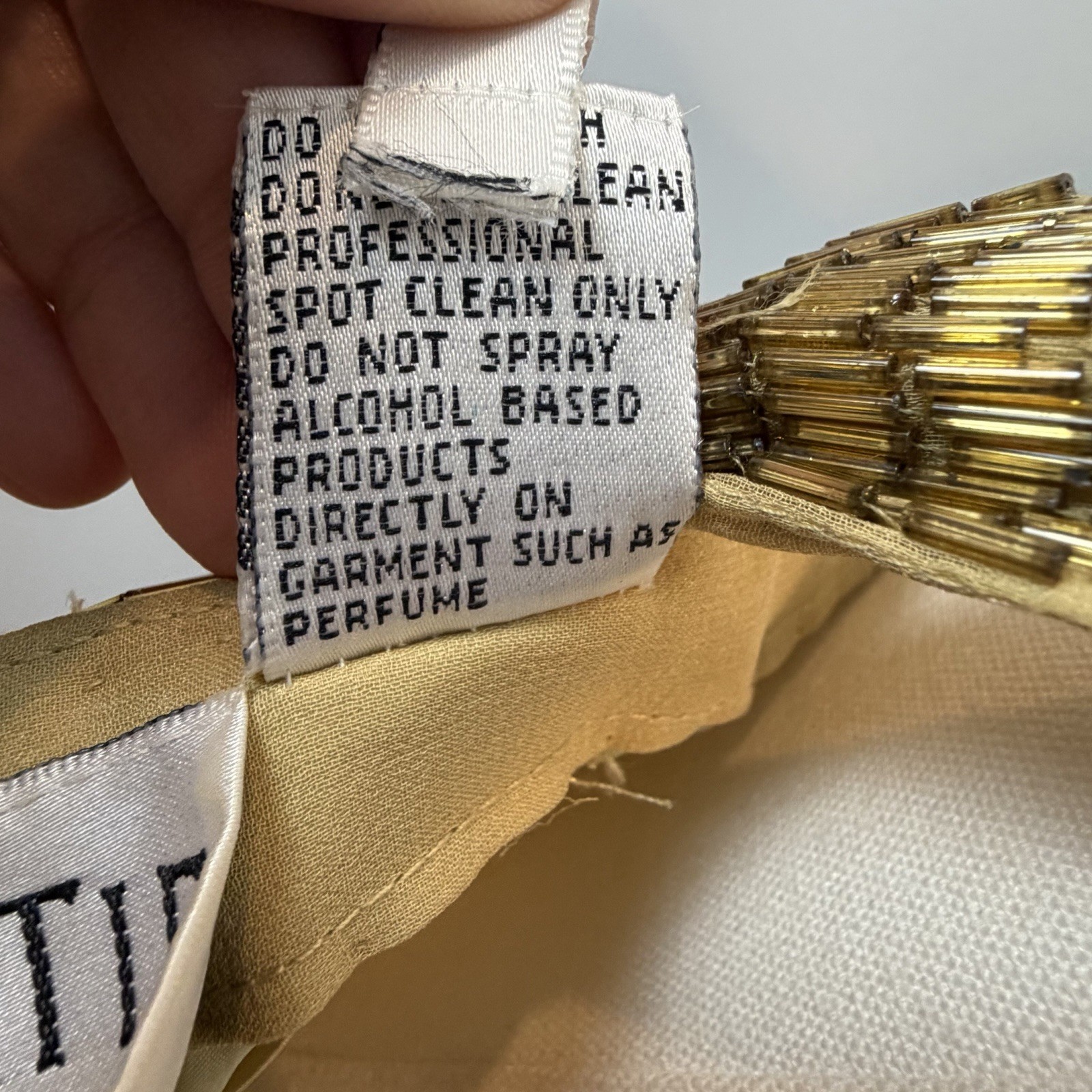 Gold Beaded Dress Womens Size 6 Vintage by Black Tie Oleg Cassini Needs Repairs