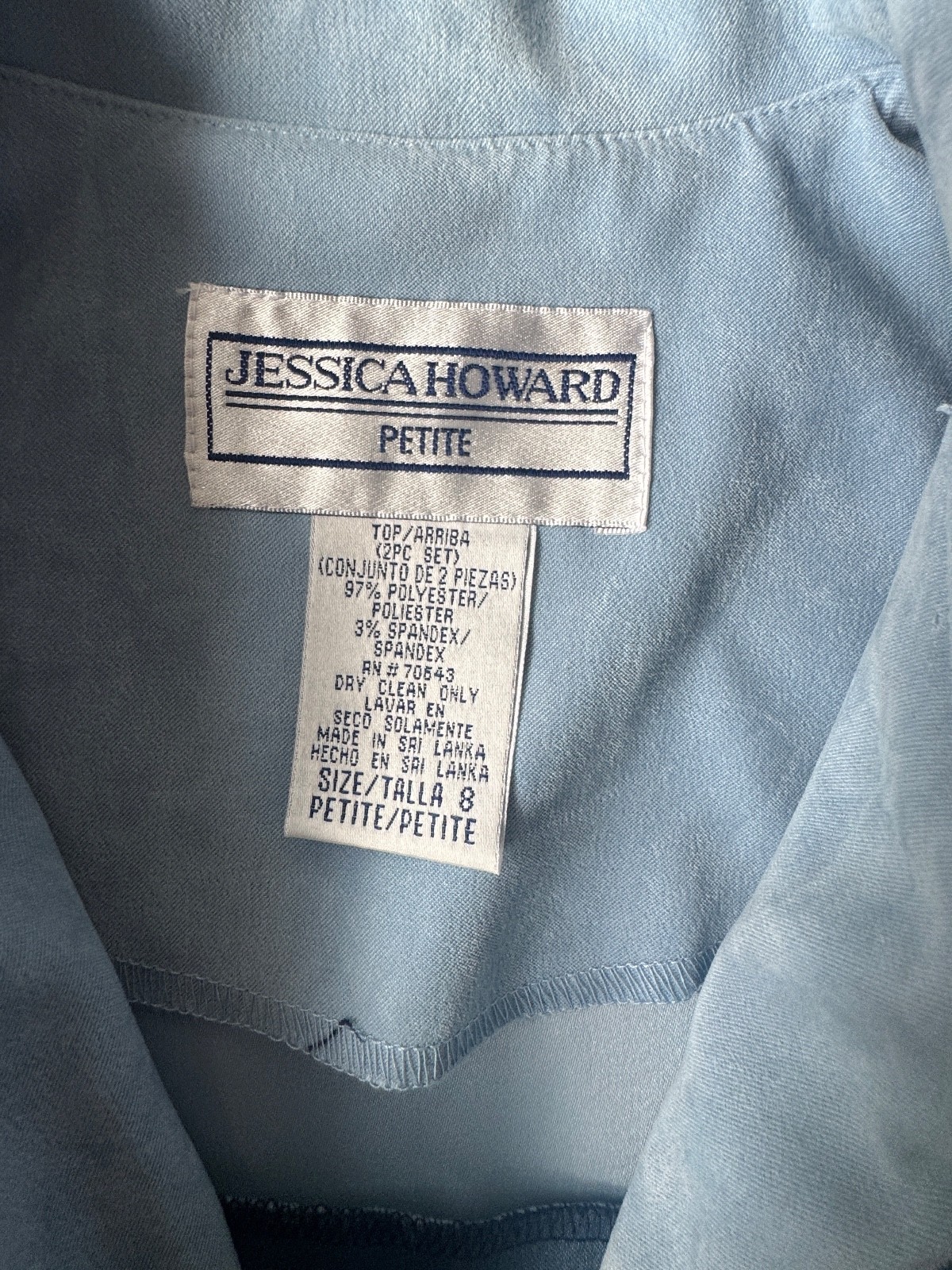 Vintage 80’s Jessica Howard 2 Piece Blue Monochrome Skirt Set w. Jacket Size 8P