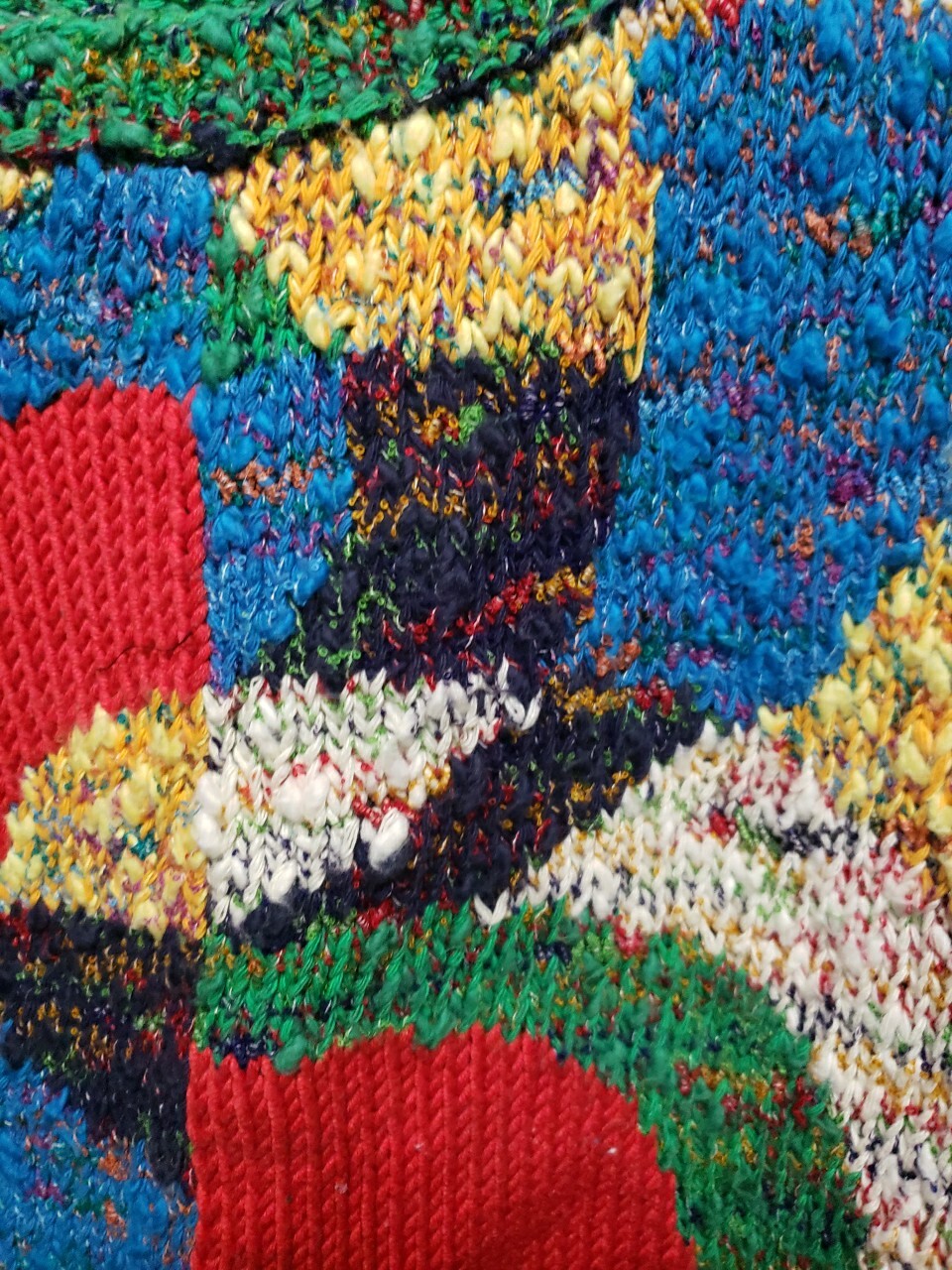 Vtg Woman 70’s Sweater Size S Blue Red Green Yellow Beige Cap Sleeve