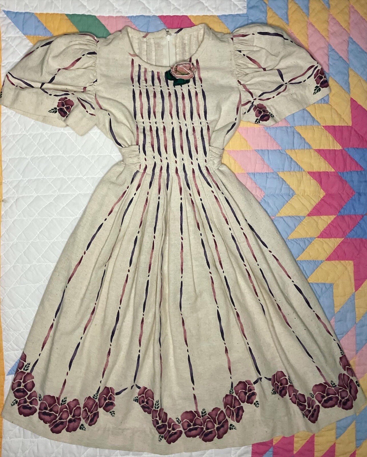 1930s art deco/ art nouveau princess sleeve dress