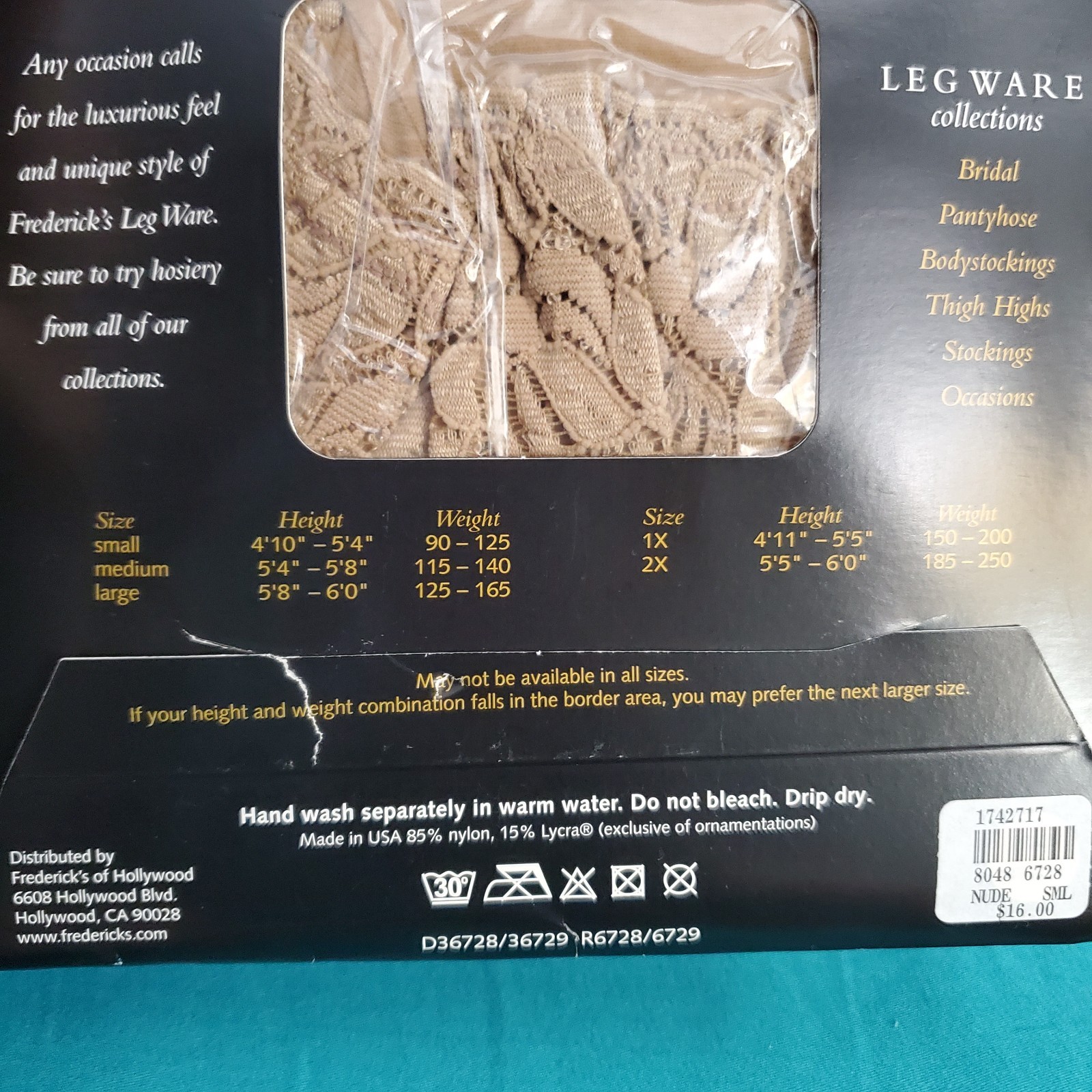 Frederick’s of Hollywood Leg Ware Lace-Top Suspender Stockings Nudes Small Nos
