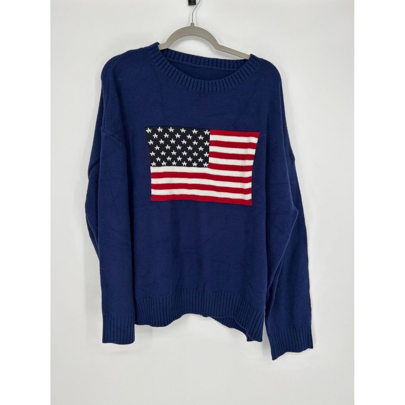 American Flag Knit Sweater XXL Patriotic USA Crewneck Coastal Rodeo Nautical