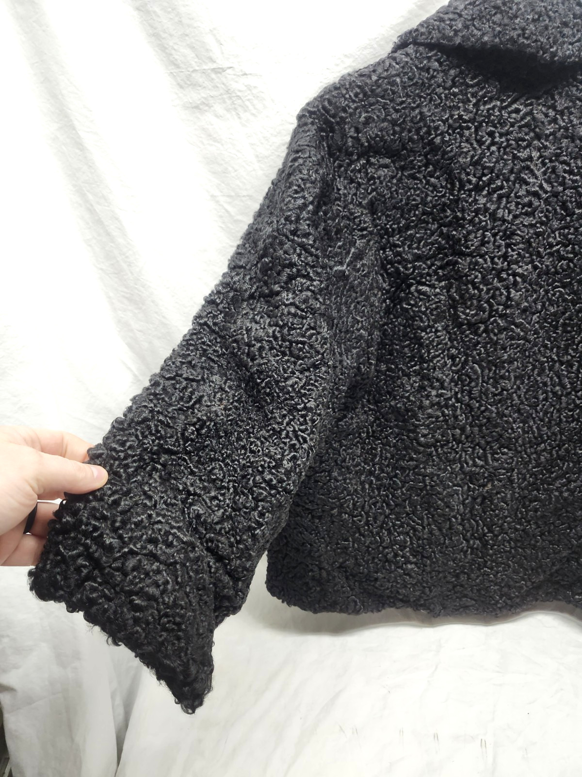 Vintage Curly Persian Lamb Wool Coat Silk Lined 40s 50s Old Money Mob Wife