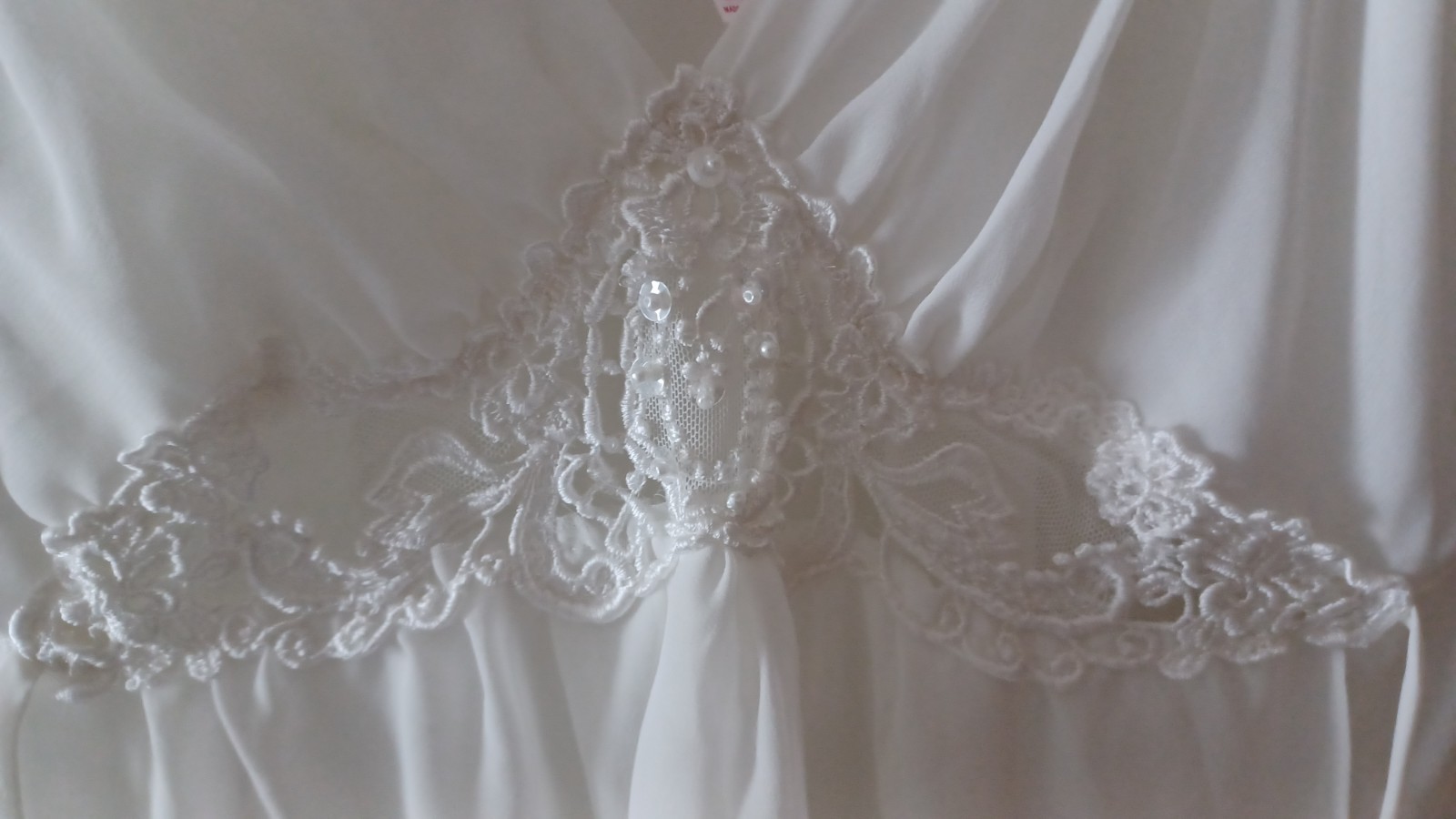 Blossom Intimates White Chiffon Nightgown Large Empire Waist Bridal Semi-Sheer