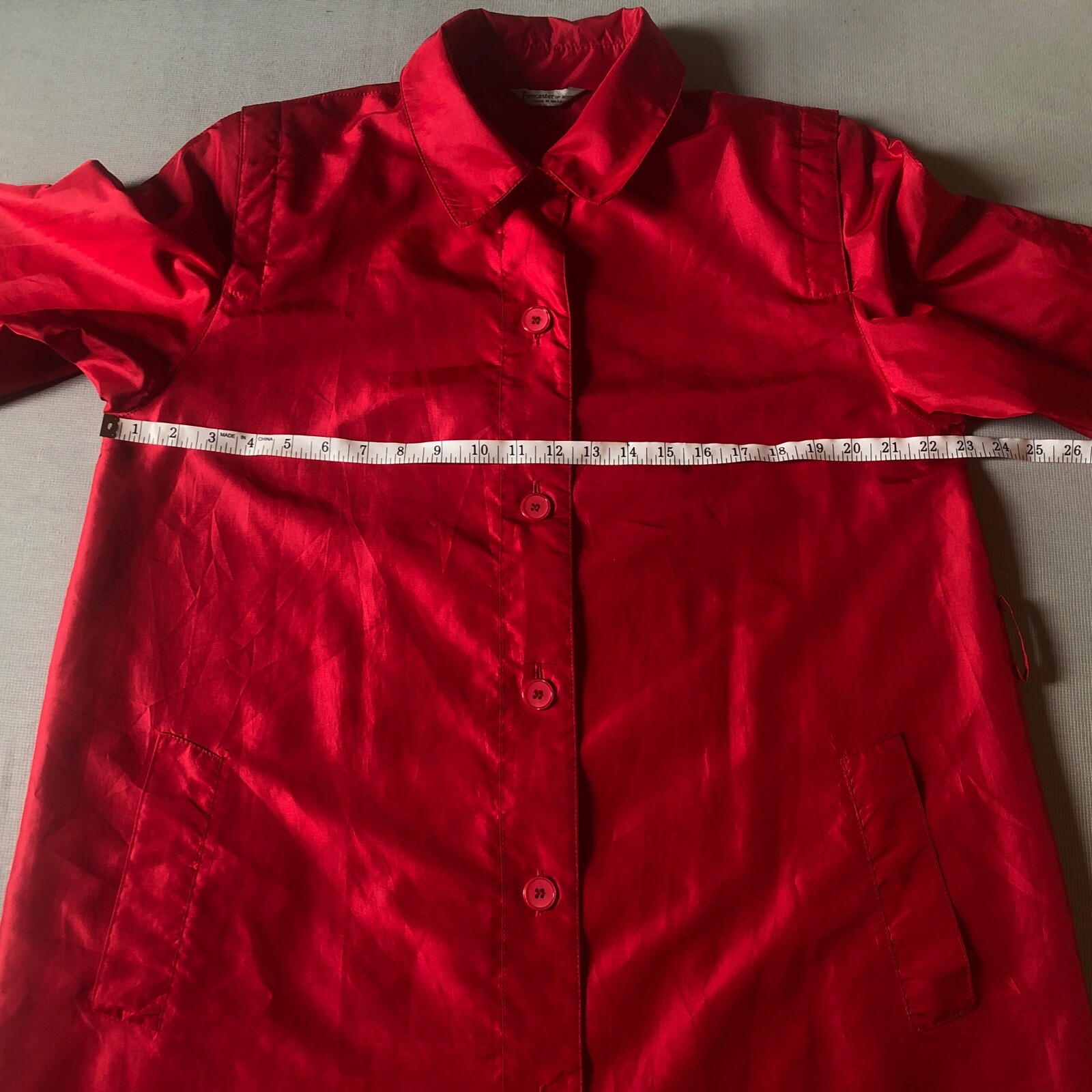 Vtg Forecaster of Boston 11/12 Long Red Lightweight Nylon Rain Coat Jacket Retro