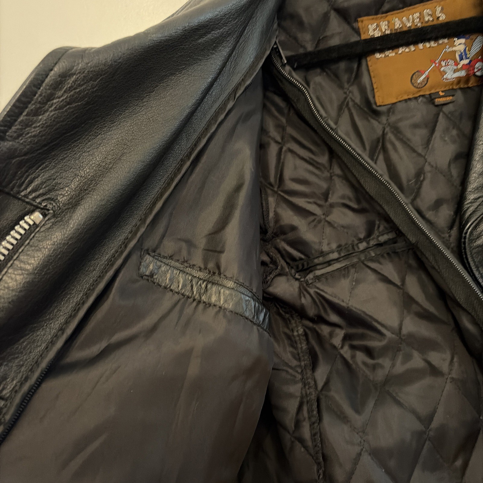 Vintage Beavers Den Womens Sz L Jacket Genuine Leather Biker studded Motorcycle