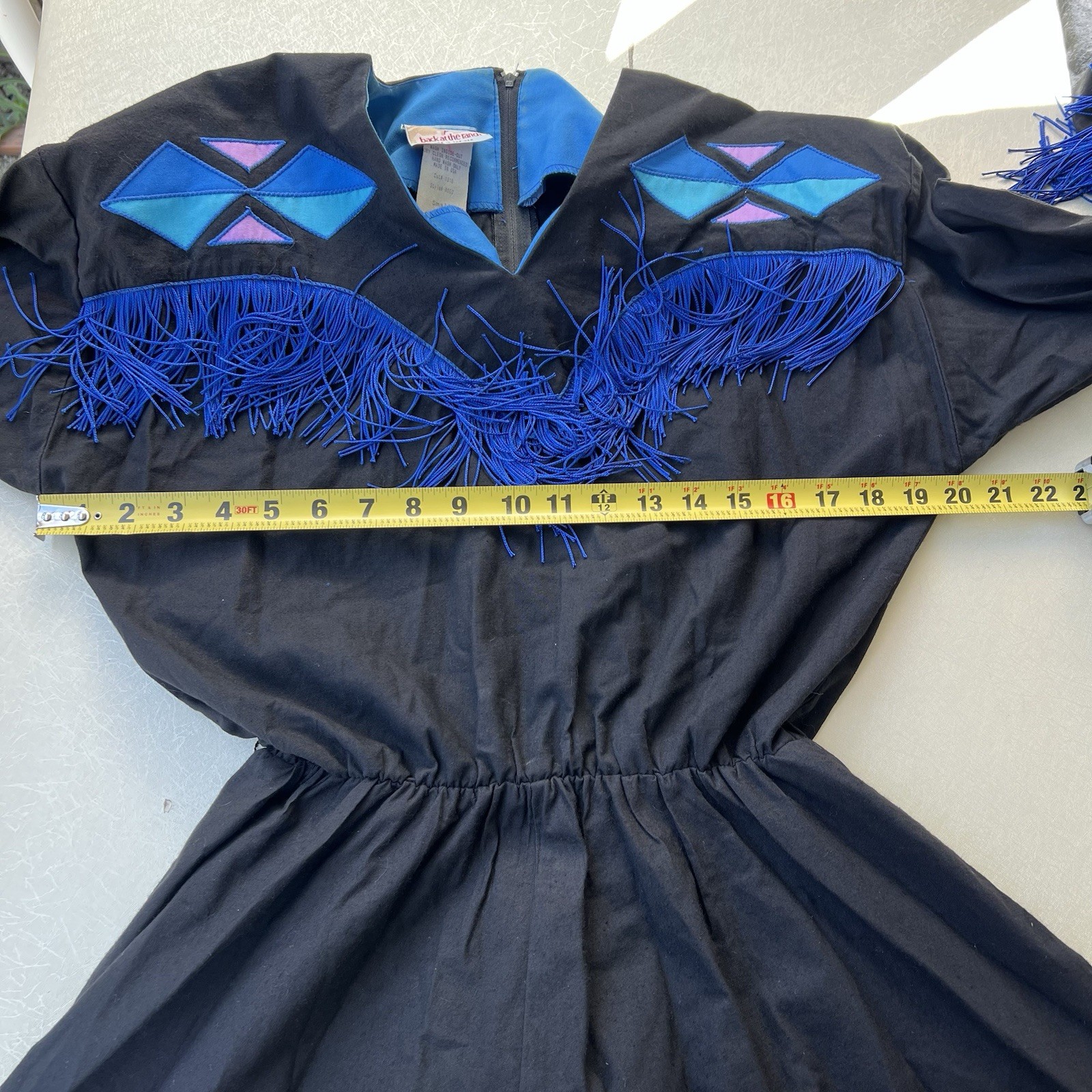 VTG 80s Back at the Ranch Western Fringe Dress Rodeo Cowgirl Southwest Size S