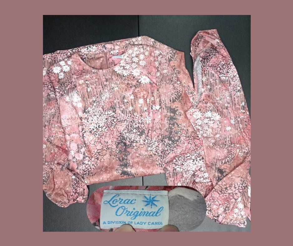 Vintage Lorac Original Lady Carol 2 Piece Dress And Over Vest/Blouse No Size Tag