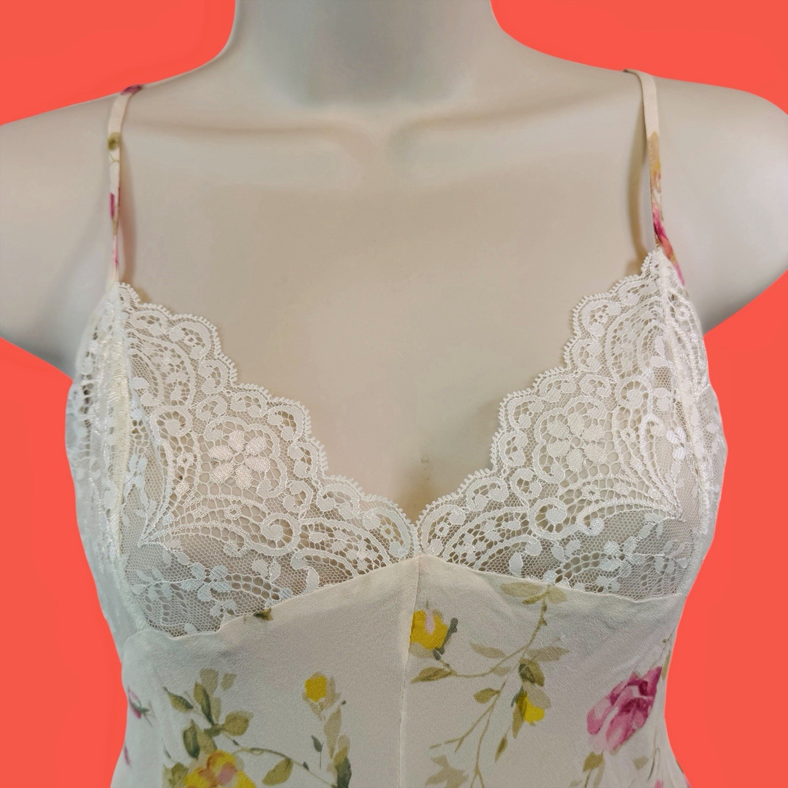 VICTORIA’S SECRET … 100% Silk Chiffon Lace Teddy Bodysuit … Size S