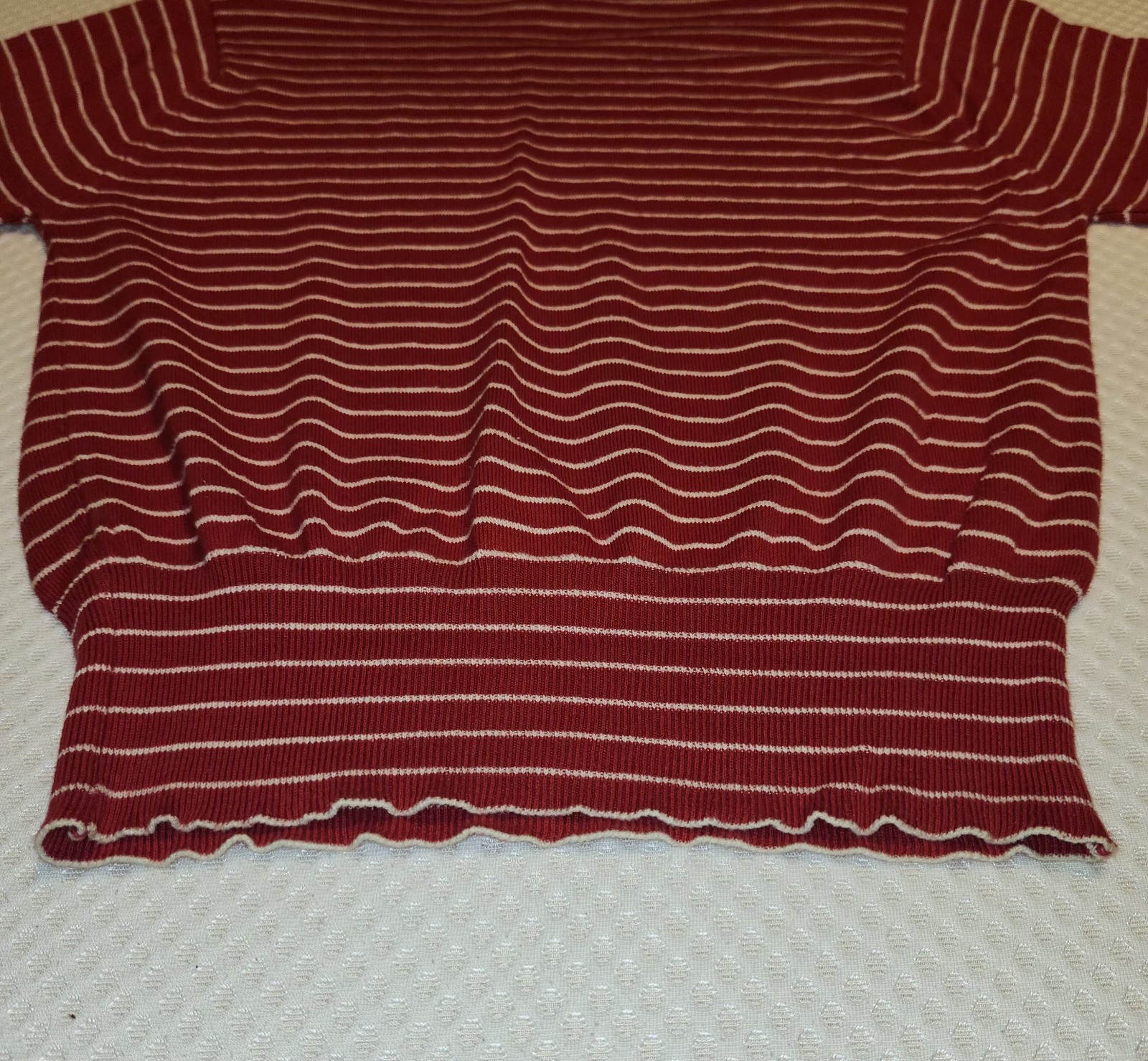 Vintage Geoffrey Beene Sportswear 100% Cotton M Knit Blouse Red White Stripe…