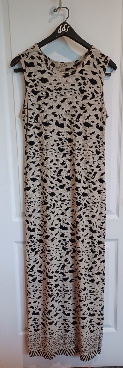 VINTAGE PLEAT PLEAT BY RAFAEL SLEEVELESS MAXI DRESS ABSTRACT/TRIBAL PRINT SMALL