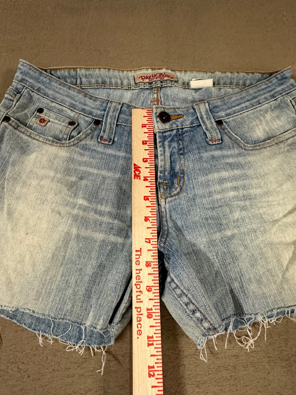 Paris Blues Womens Jean Shorts Size 11 Light Wash Distressed Raw Hem Y2K