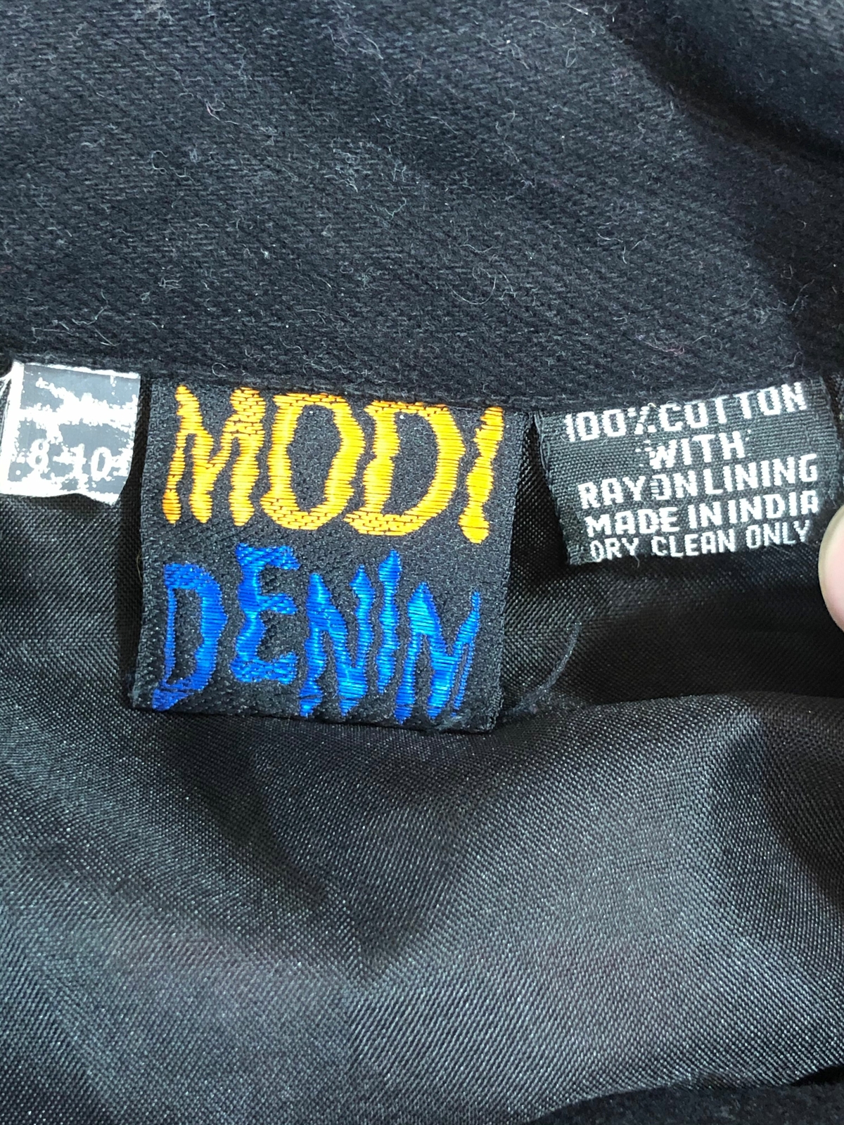 Vintage Modi Denim Black with Red Cotton Snap Button Front Sequined Jacket 8-10