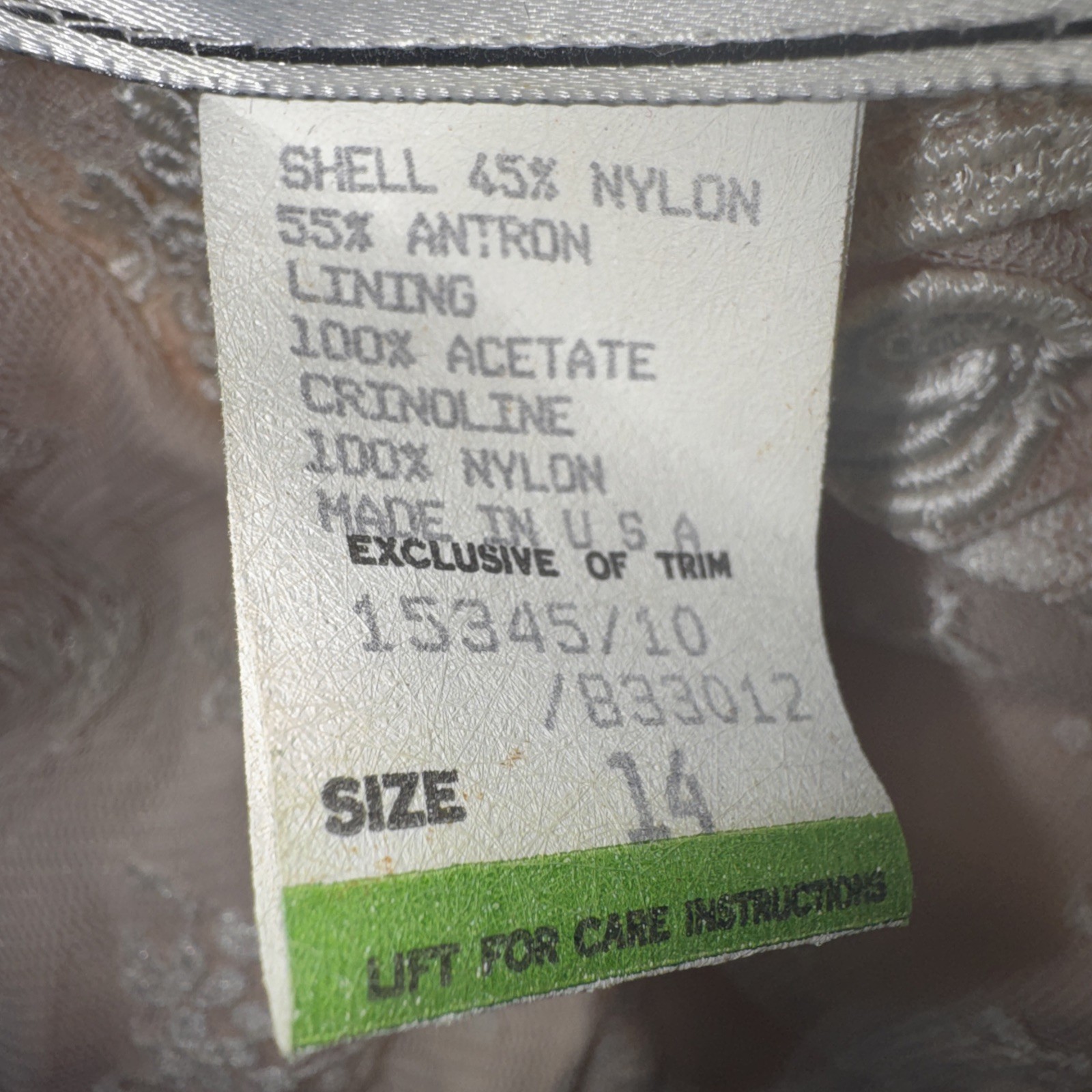 Vintage McCLINTOCK Peach Tea Dress Lace Floral Size 14 Cap Sleeve Open Back