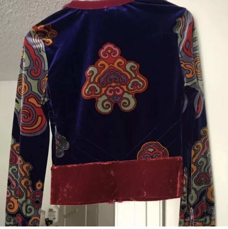 NWT VINTAGE VOYAGE PASSION MULTICOLOR EMBELLISHED VELVET JACKET SHACKET TOP M