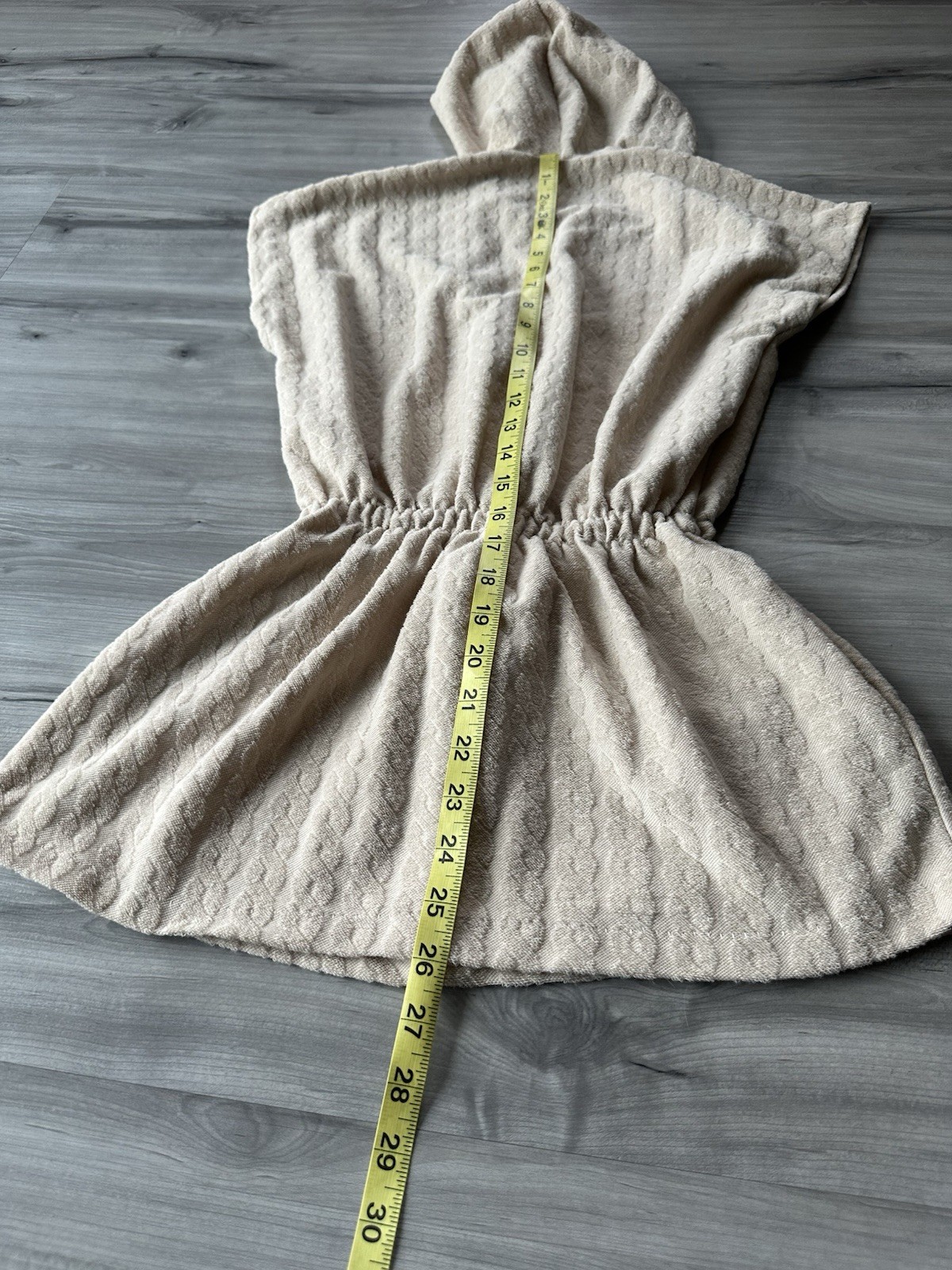 Vintage Hooded Swimsuit Cover Front Zip Beige Women’s Size M Cable Twist Pattern