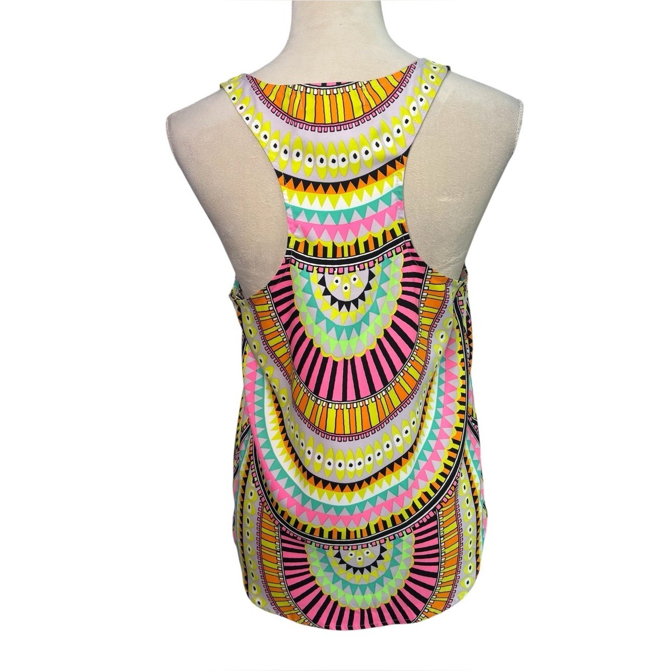 Mara Hoffman Vintage Neon Geometric Tank Top Small Bohemian Festival Coachella