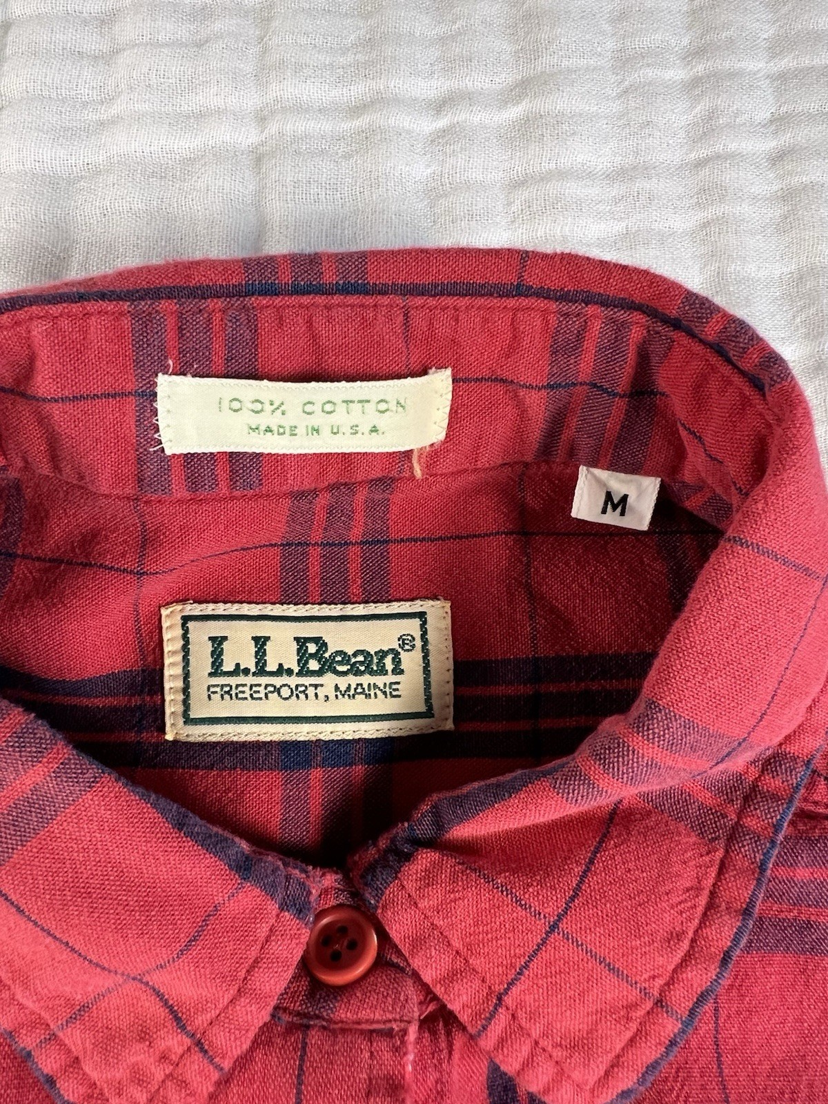 Vintage L.L. Bean Flannel Shirt Plaid Women’s Medium Made in USA Read Descriptio