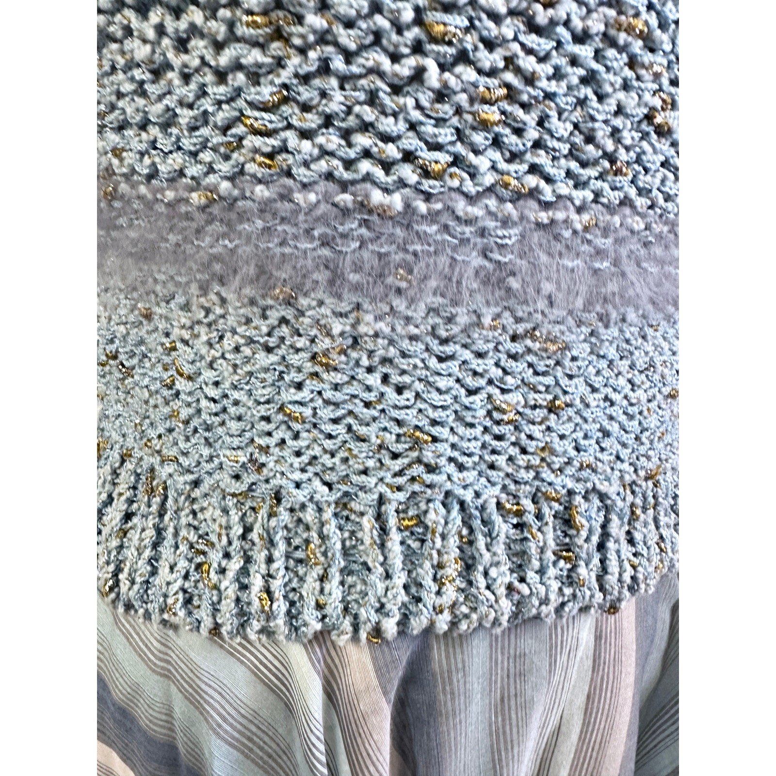 VTG 1980s Gabani Knit Two-Piece Set Puff Sleeve Crop Top & Full Skirt S/M