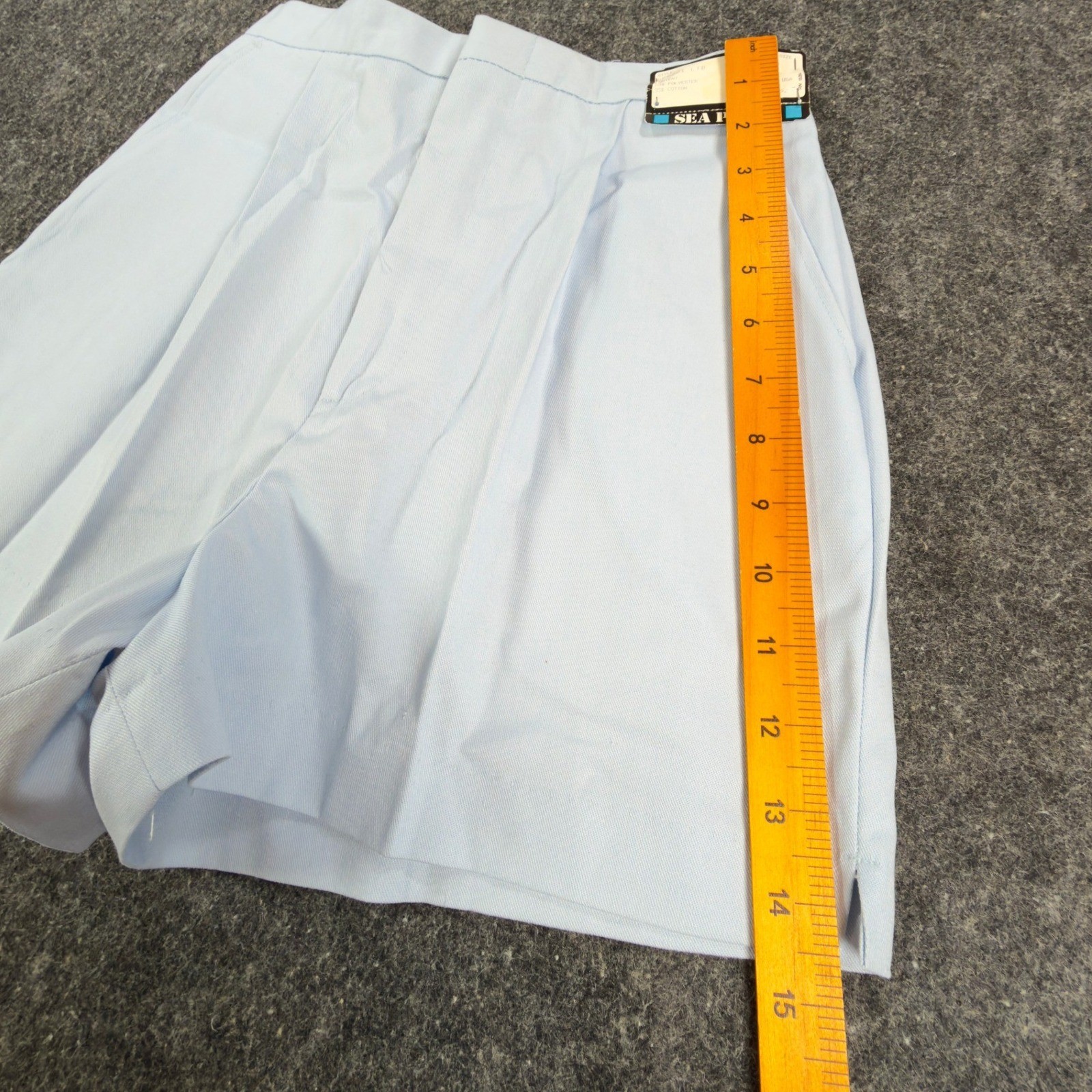 Sea Palms Shorts Womens 9/10 Blue Cotton Blend Pleated High Waist Vintage 80s