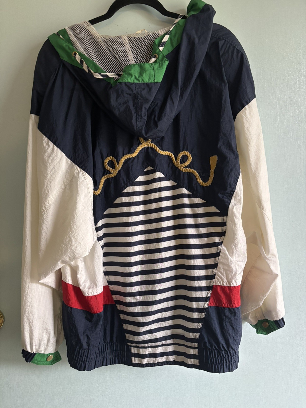 GIACCA SPORT Retro 90s Vintage Hooded Zip Windbreaker Nautical Sz L