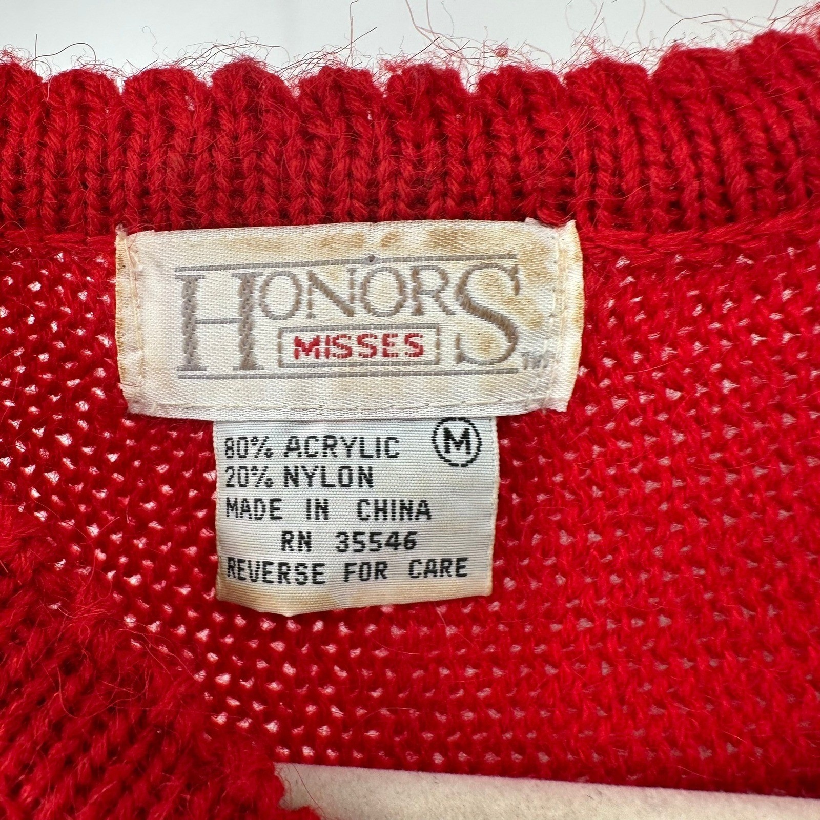 Womens Vintage Sequin Floral Grandma Sweater Size M Red Holiday Twee Festive 90s