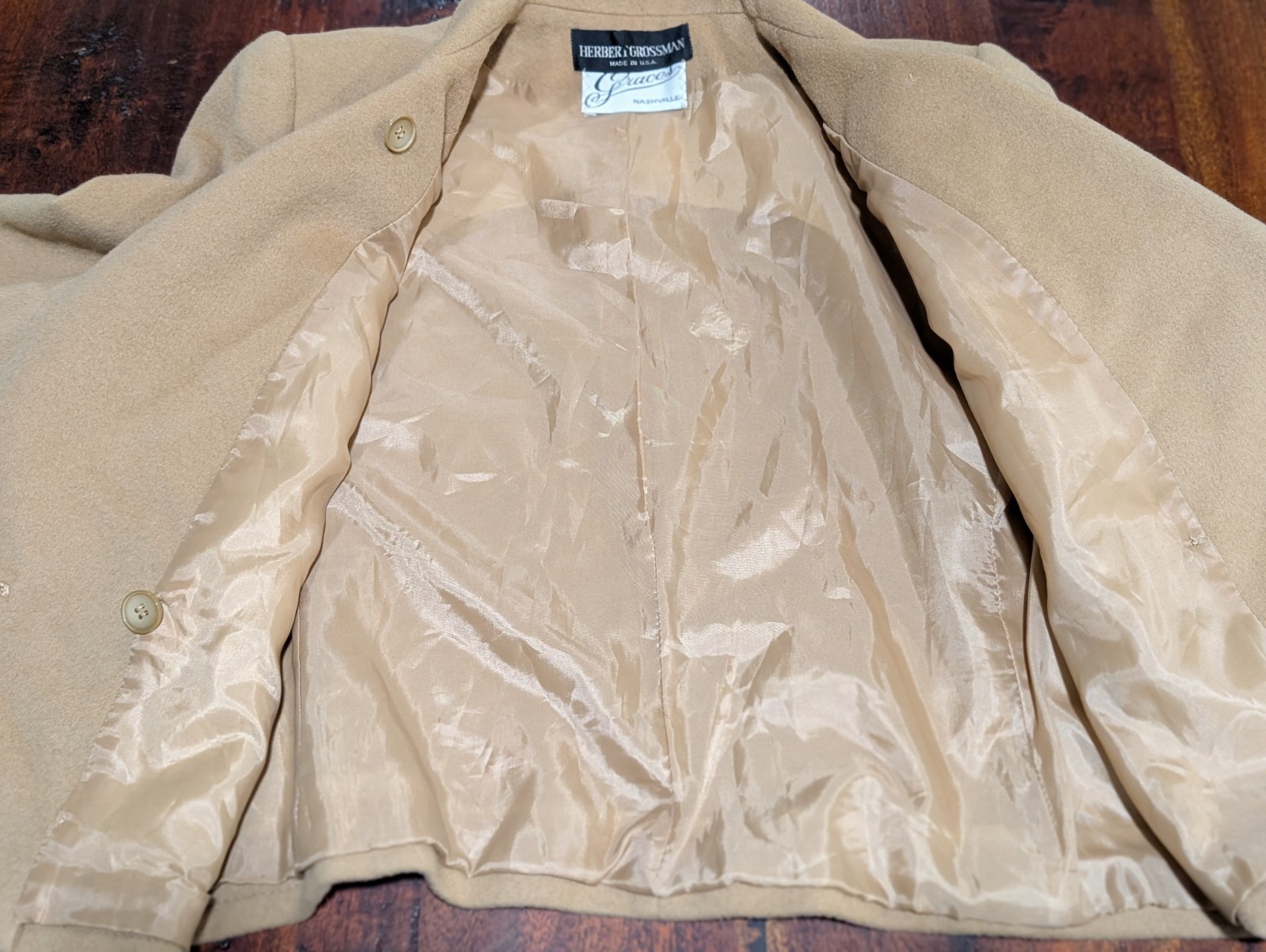VTG Herbert Grossman Tan Blazer Wool Grace’s Nashville Crop Jacket Union Made 10