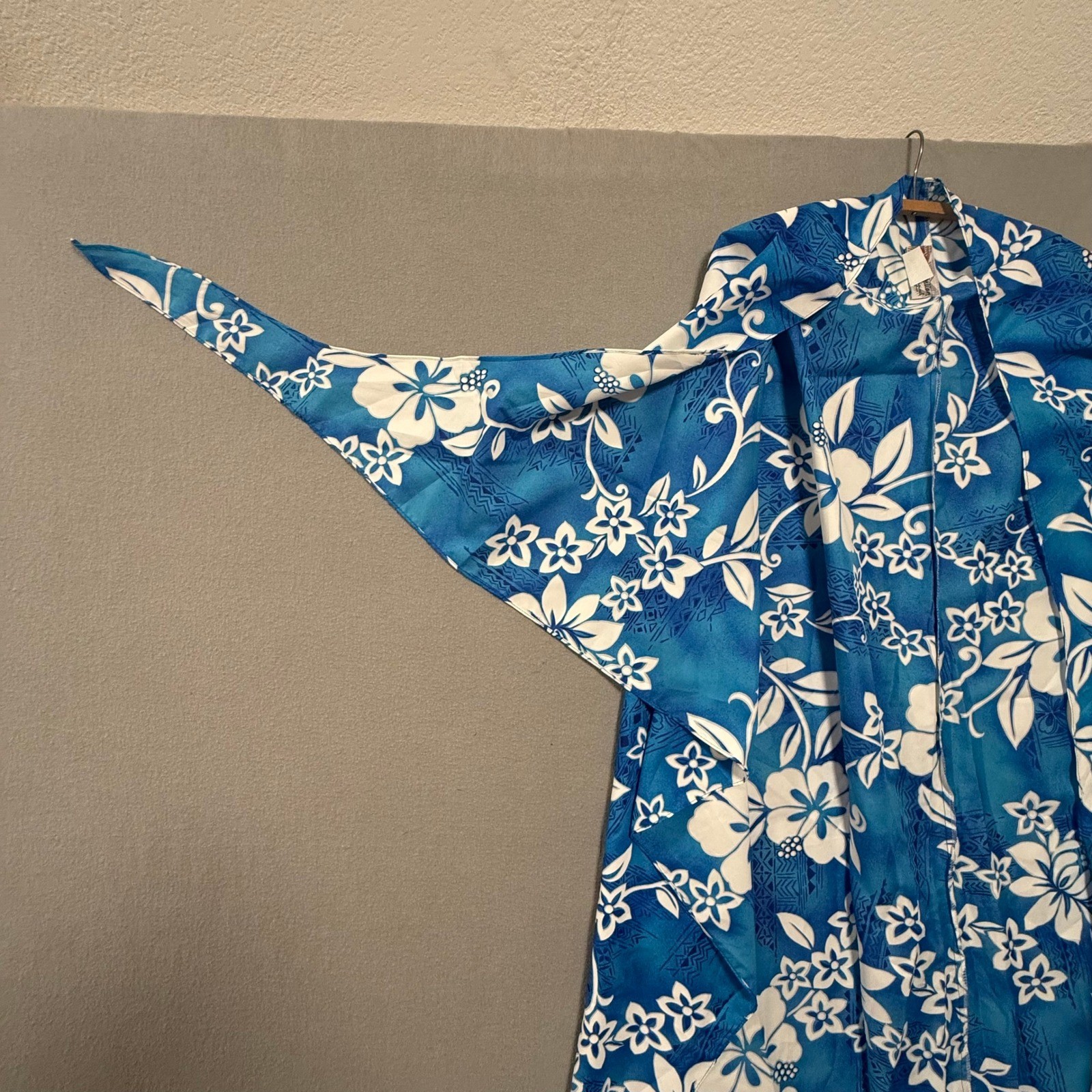 Vintage Hilo Haiti Blue White Hawaiian Swim Cover Up Sarong Women Size Queen
