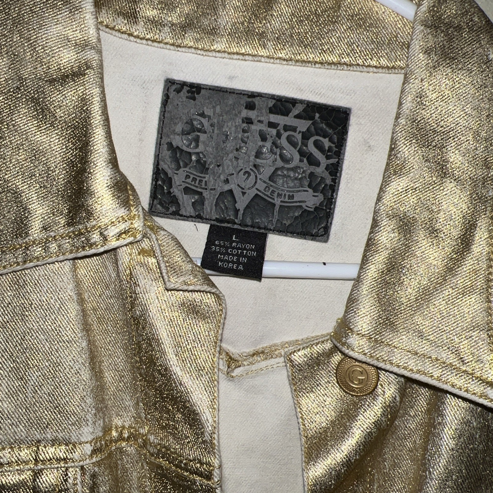 Guess Premium Denim Vintage Gold Wash Women’s Canvas Jacket Large