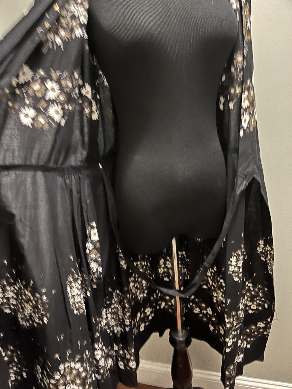 Vintage 1950s Gold Black Wrap Dress