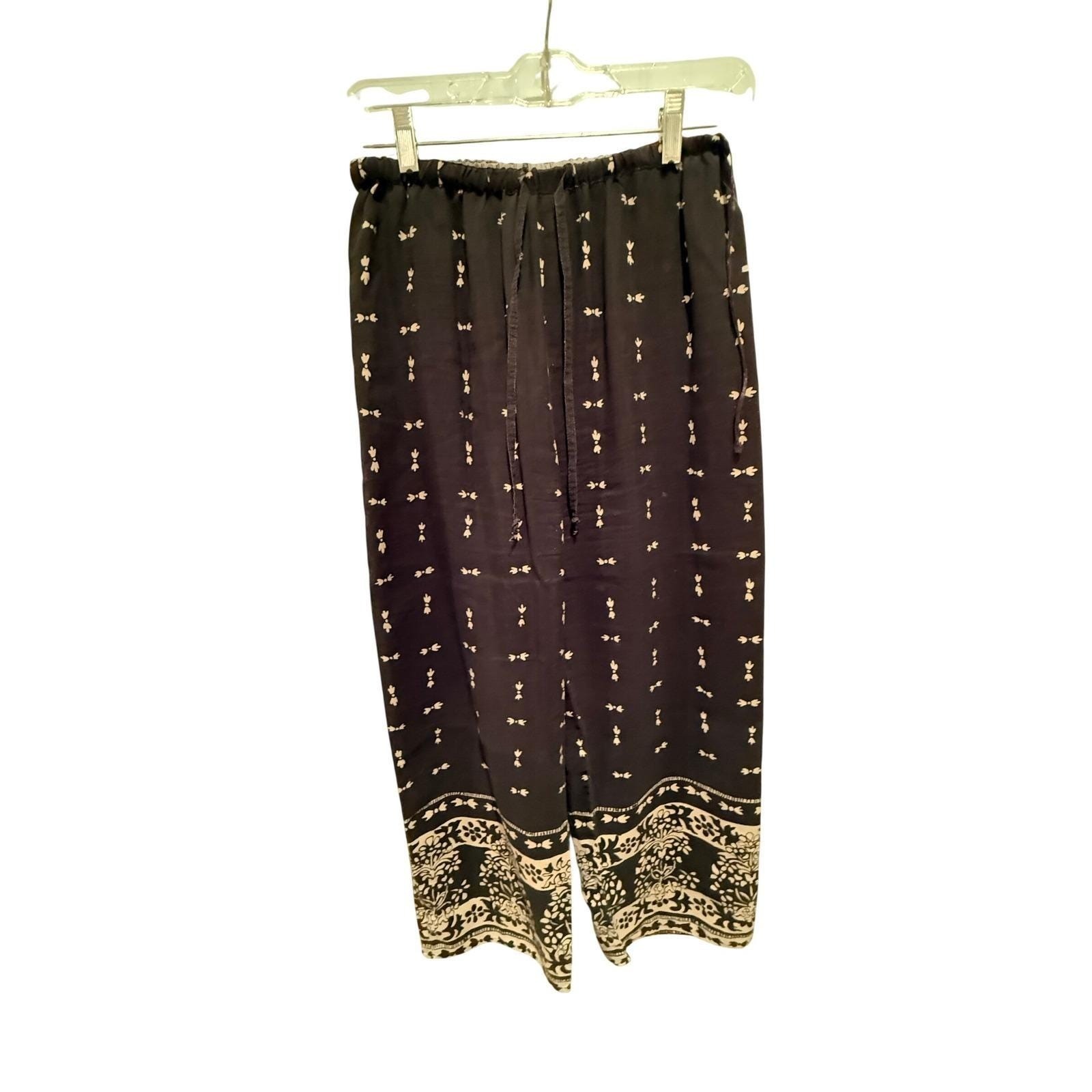 Y2K VTG Carol Anderson Silk/linen cropped pants Boho Resort Travel M
