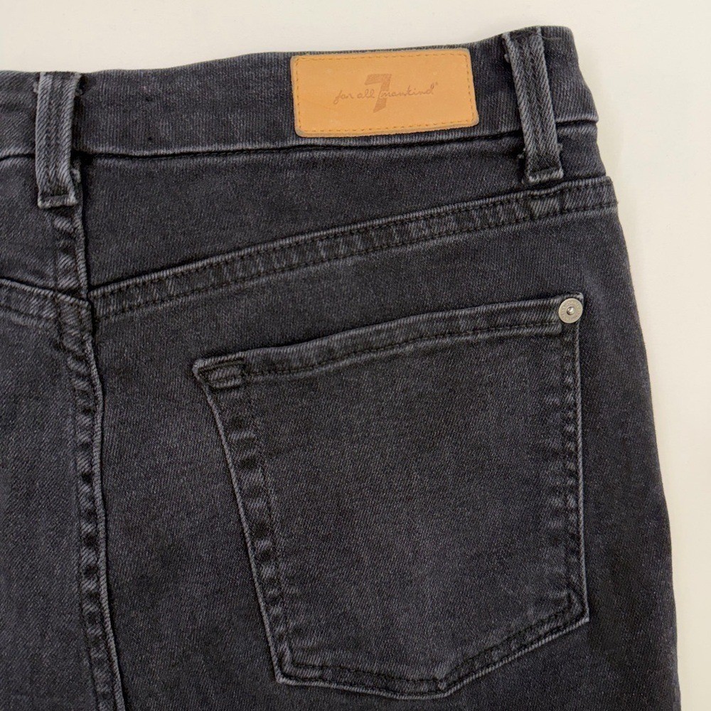 7 For All Mankind Luxe Vintage Aubrey Snake Print High Waist Black Jeans Size 28