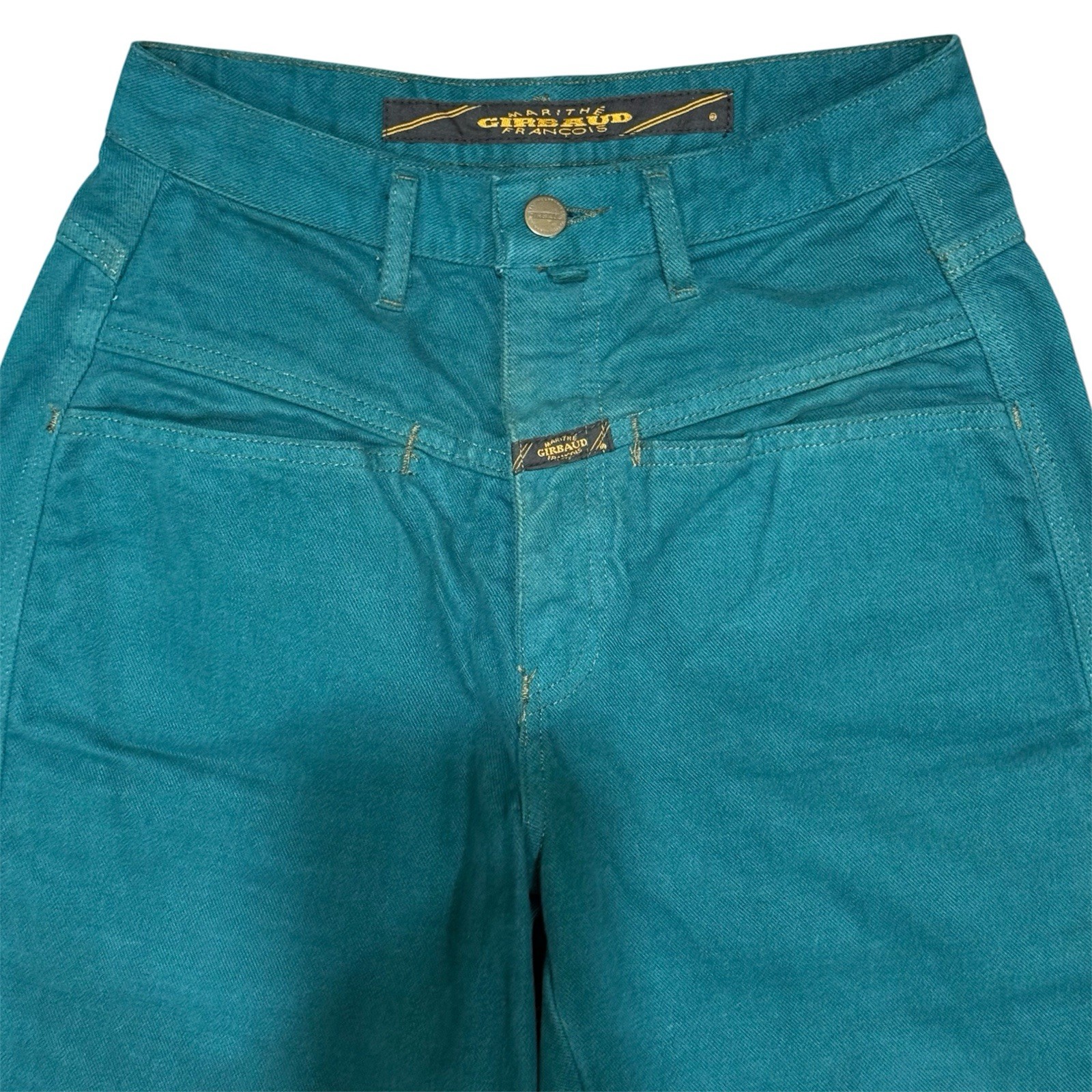 Marithe Francois Girbaud Jeans Women 7/8 Teal Vintage High Waist Tapered 90s