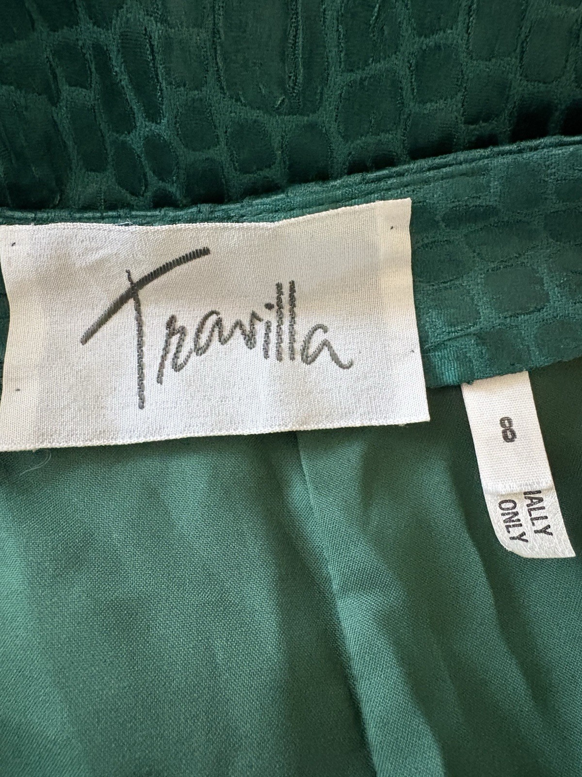 Amazing Vintage 80’s Designer Travilla Emerald Snake Reptile Pencil Skirt. Sz 8