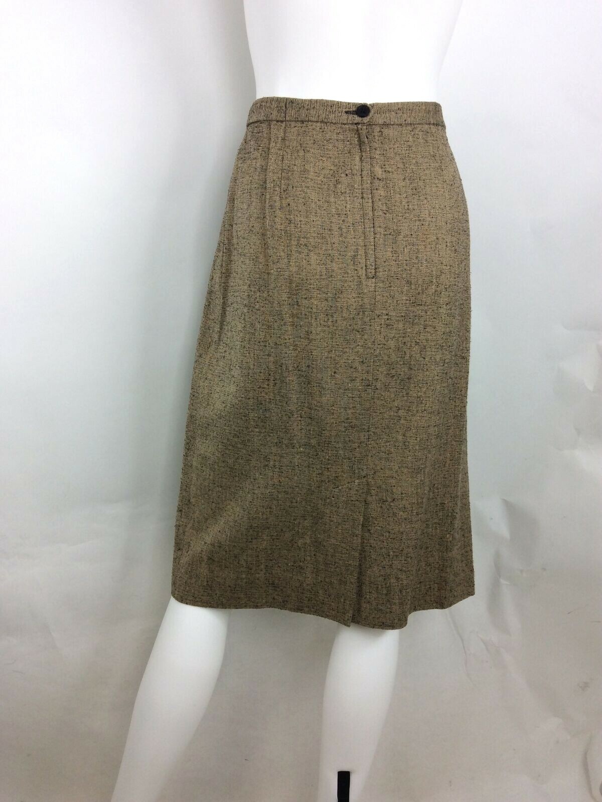 Ann May Vintage Women Silk Skirt Jacket Set Olive Size 12 (45)